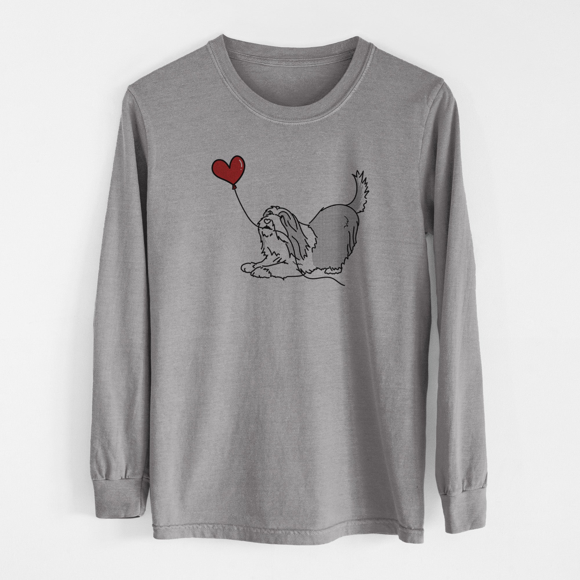 Bearded Collie Heart String - Men's Heavyweight 100% Cotton Long Sleeve