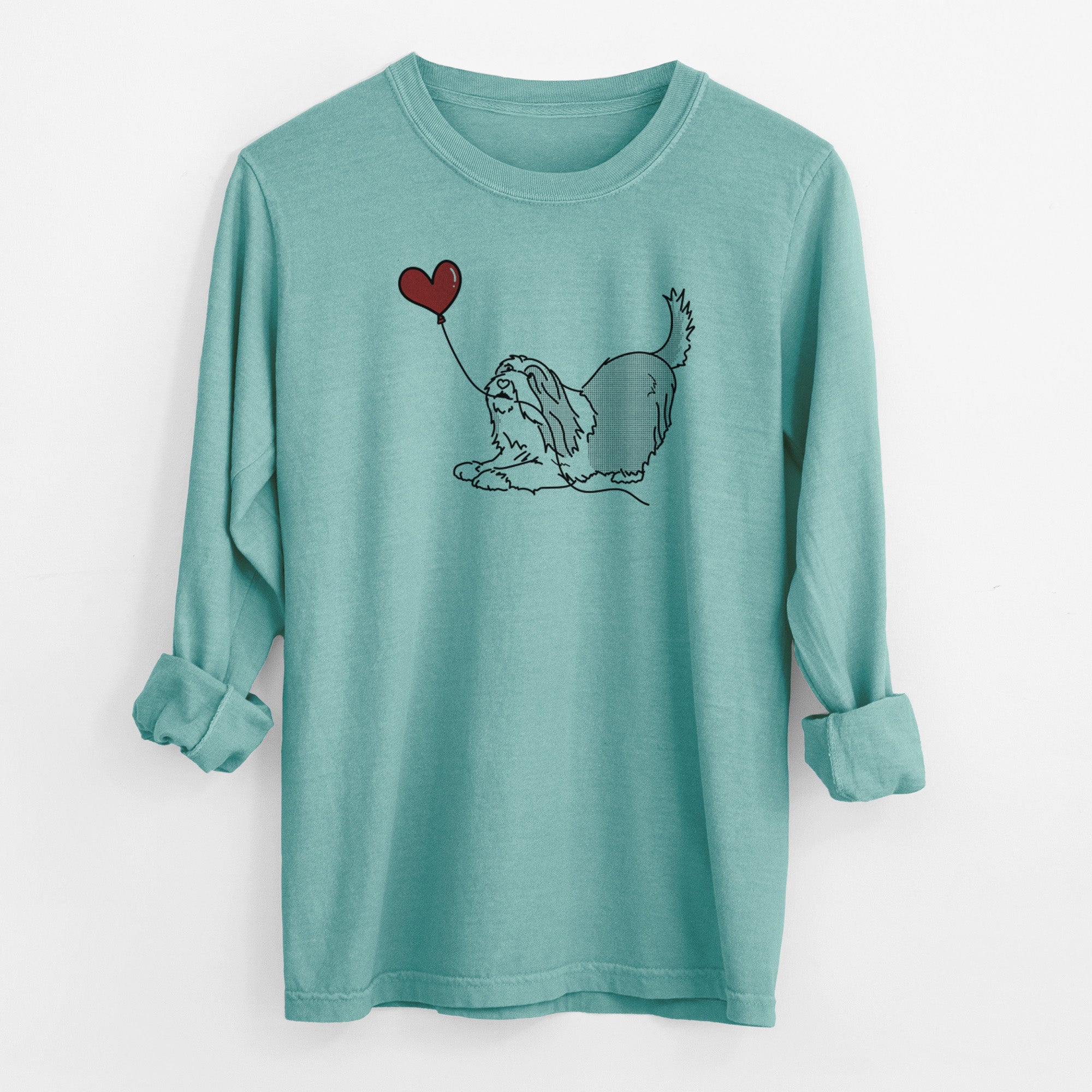 Bearded Collie Heart String - Men's Heavyweight 100% Cotton Long Sleeve