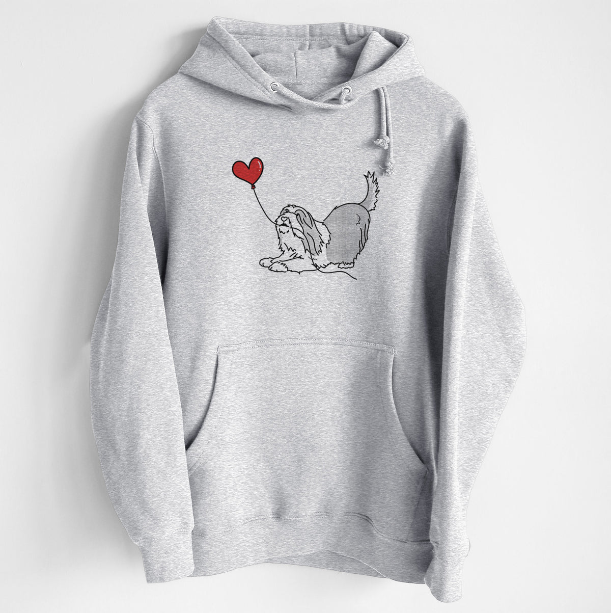 Bearded Collie Heart String - Heavyweight Fleece Hoodie
