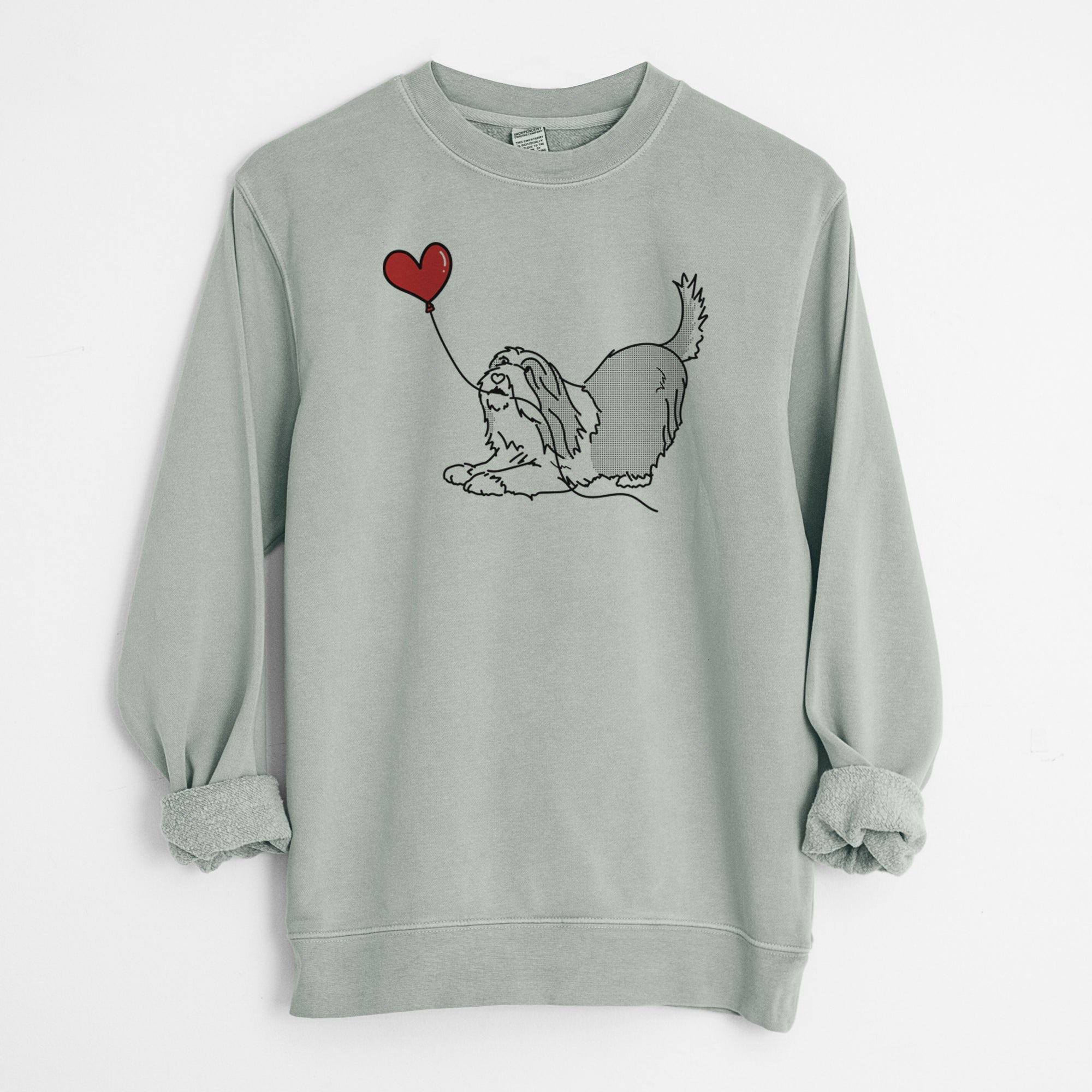 Bearded Collie Heart String - Unisex Pigment Dyed Crew Sweatshirt