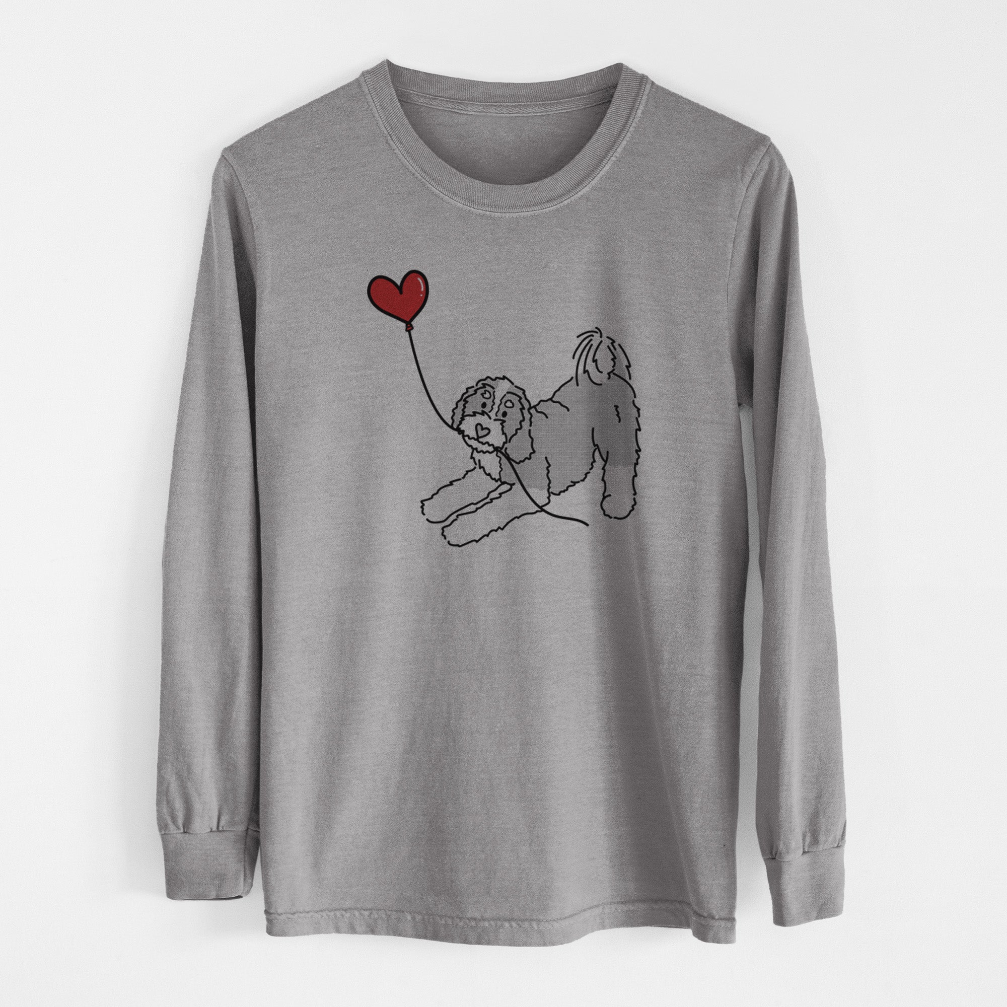 Bernedoodle Heart String - Men's Heavyweight 100% Cotton Long Sleeve