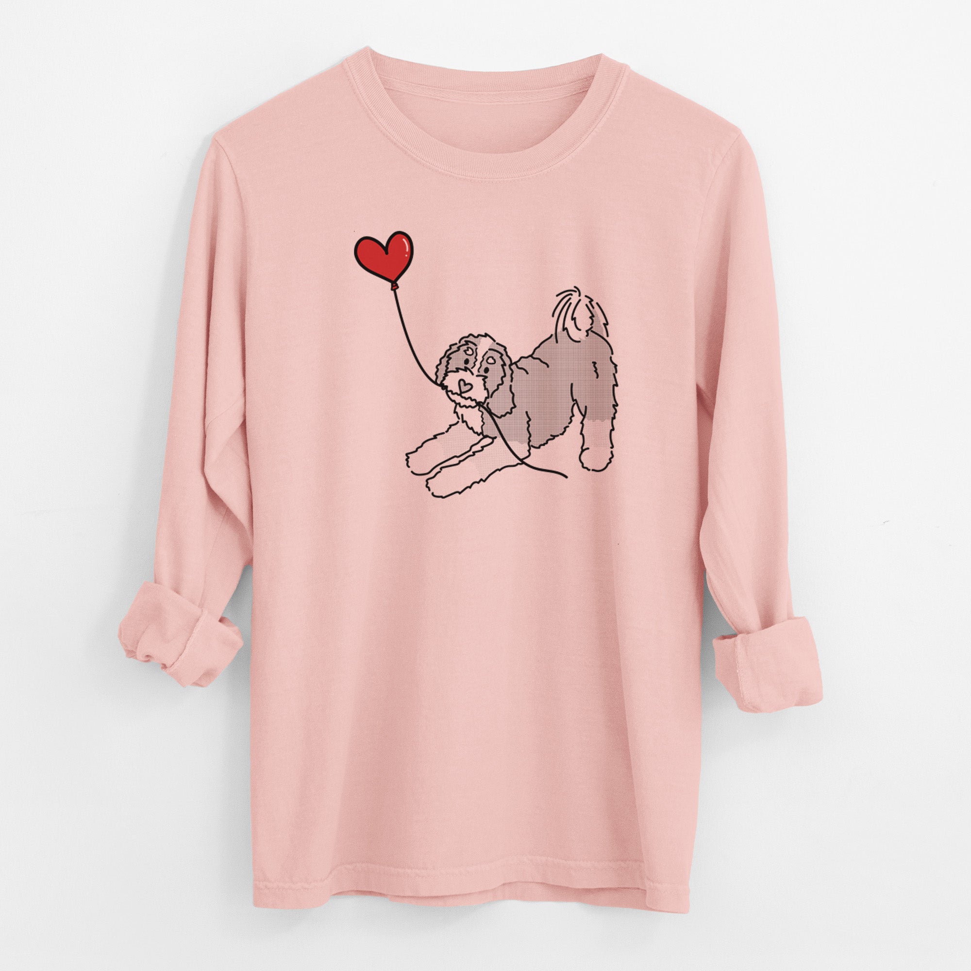 Bernedoodle Heart String - Men's Heavyweight 100% Cotton Long Sleeve