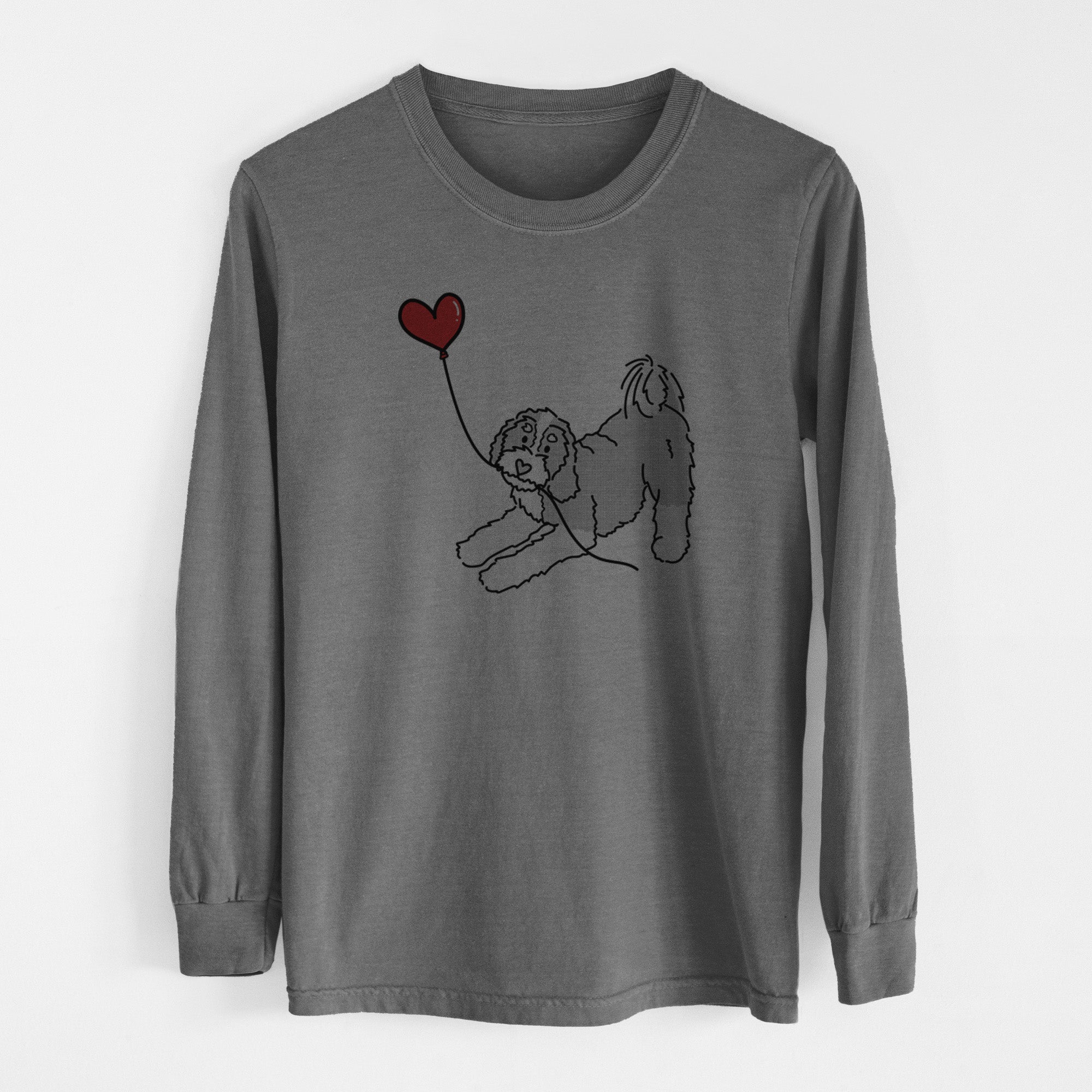 Bernedoodle Heart String - Men's Heavyweight 100% Cotton Long Sleeve