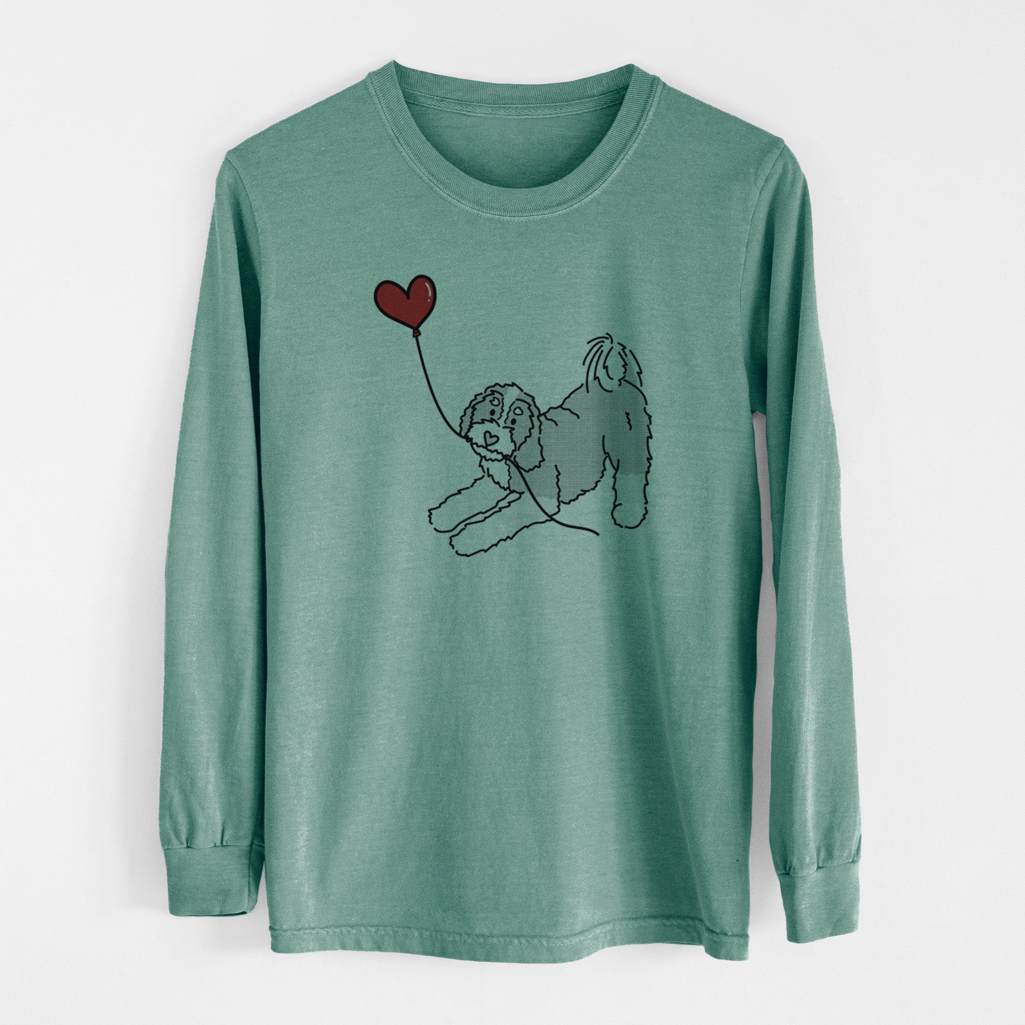 Bernedoodle Heart String - Men's Heavyweight 100% Cotton Long Sleeve