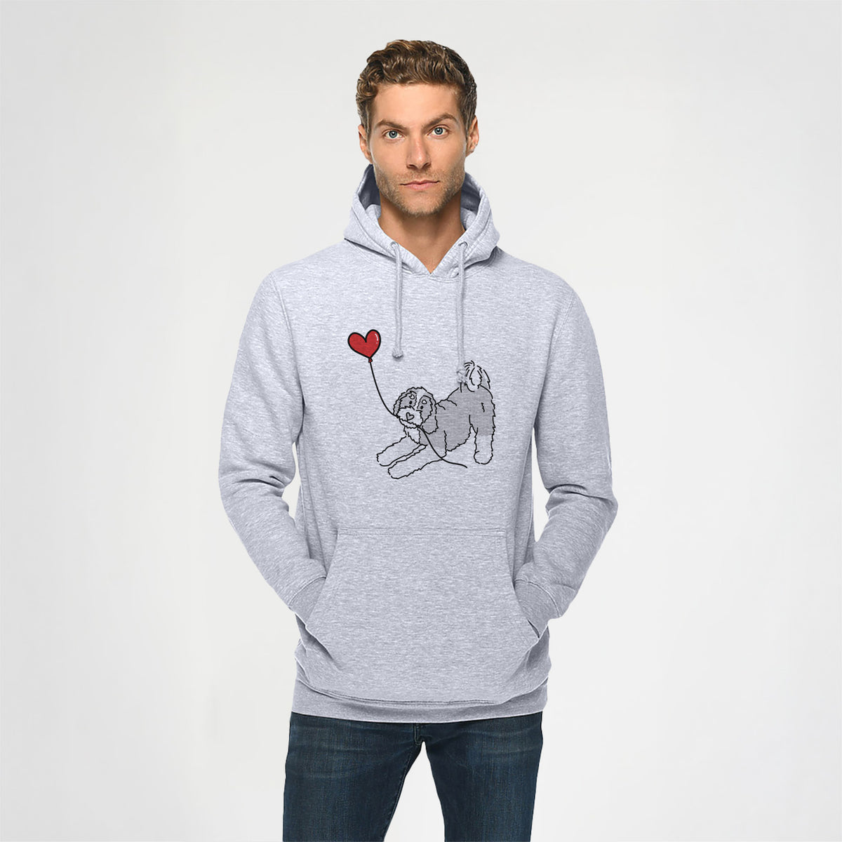 Bernedoodle Heart String - Heavyweight Fleece Hoodie