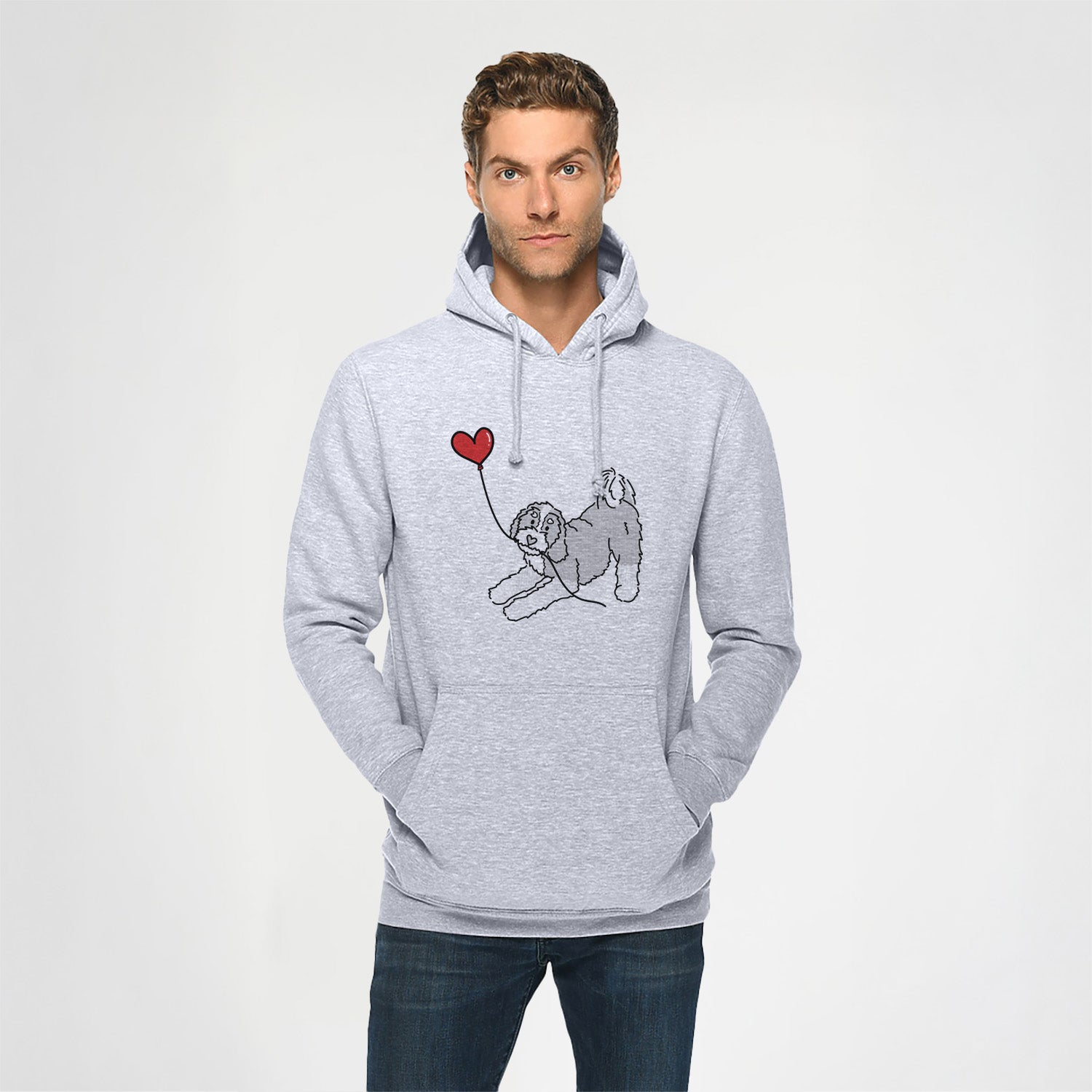 Bernedoodle Heart String - Heavyweight Fleece Hoodie