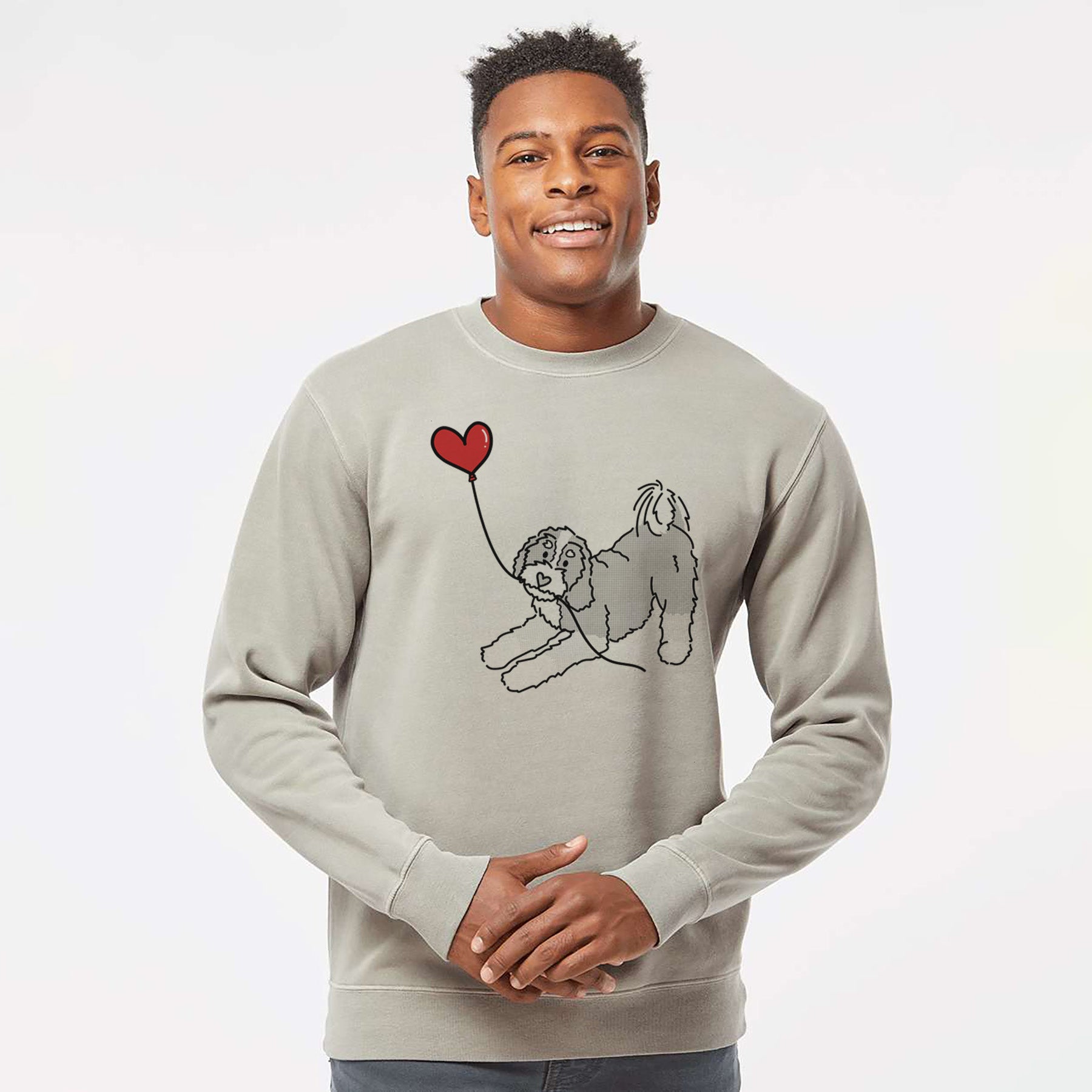 Bernedoodle Heart String - Unisex Pigment Dyed Crew Sweatshirt