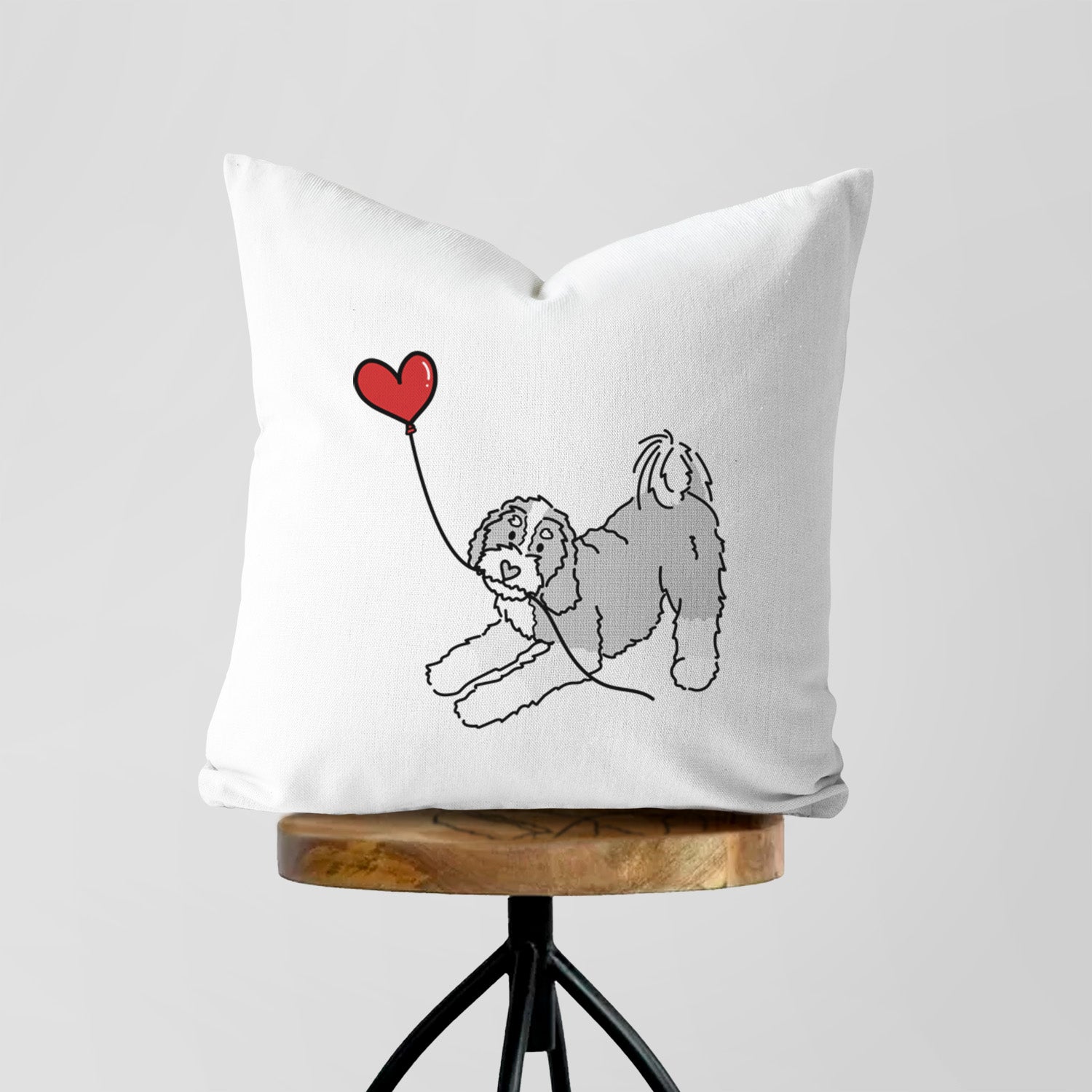 Bernedoodle Heart String - Throw Pillow Cover