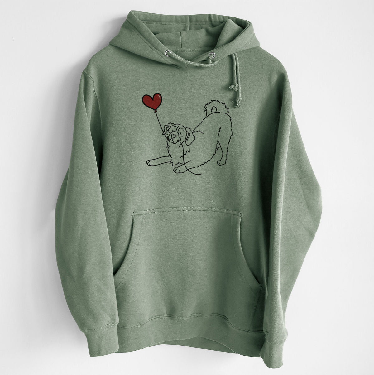 Bernese Mountain Dog Heart String - Heavyweight Fleece Hoodie