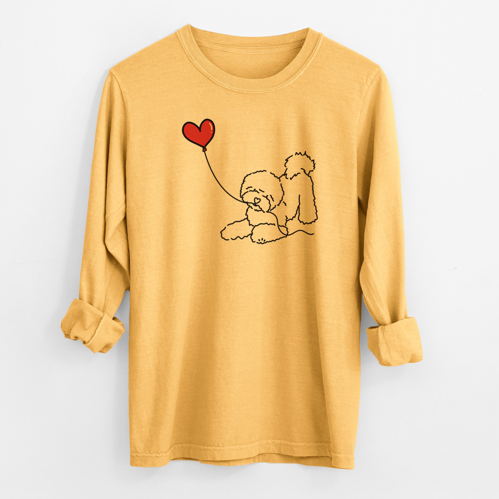 Bichon Frise Heart String - Men's Heavyweight 100% Cotton Long Sleeve