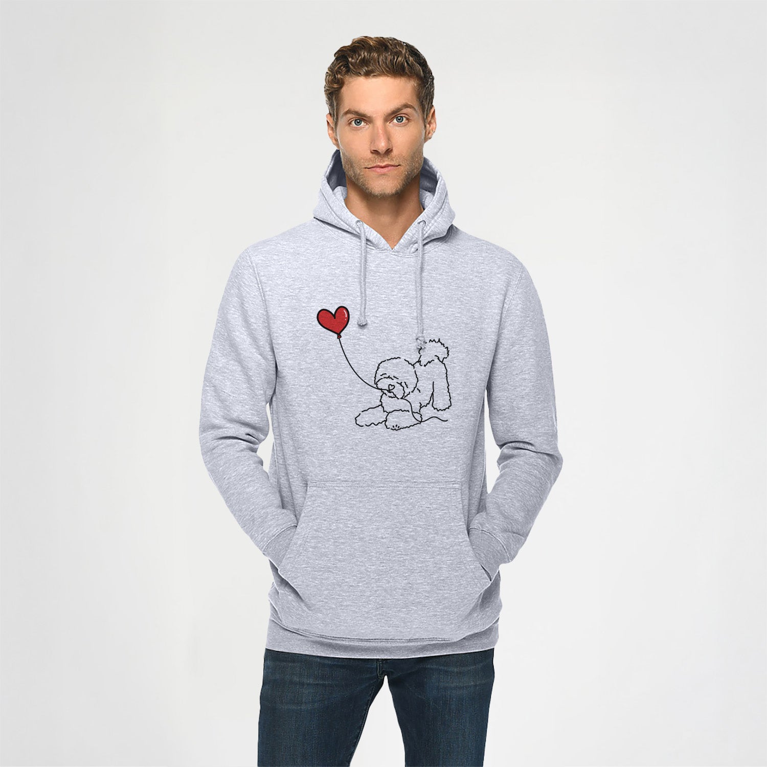 Bichon Frise Heart String - Heavyweight Fleece Hoodie