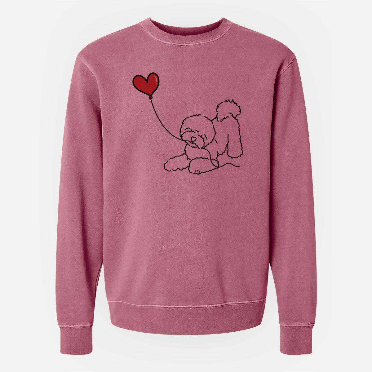 Bichon Frise Heart String - Unisex Pigment Dyed Crew Sweatshirt