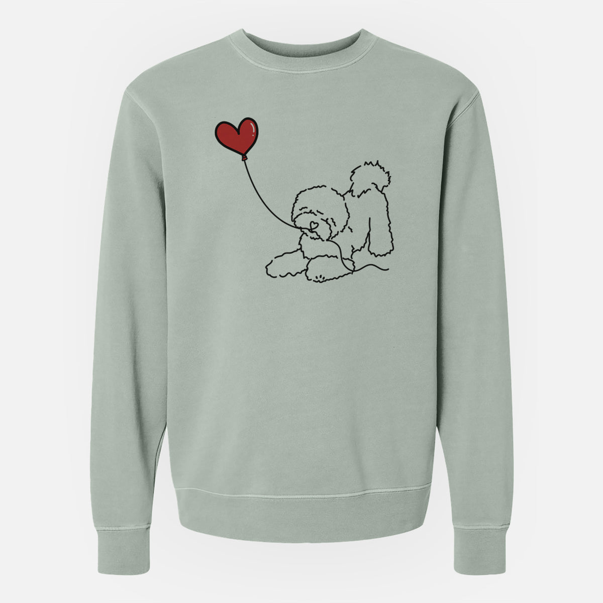 Bichon Frise Heart String - Unisex Pigment Dyed Crew Sweatshirt