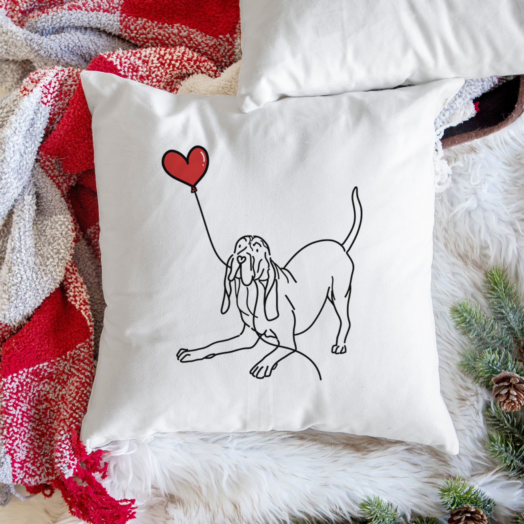 Bloodhound Heart String - Throw Pillow Cover