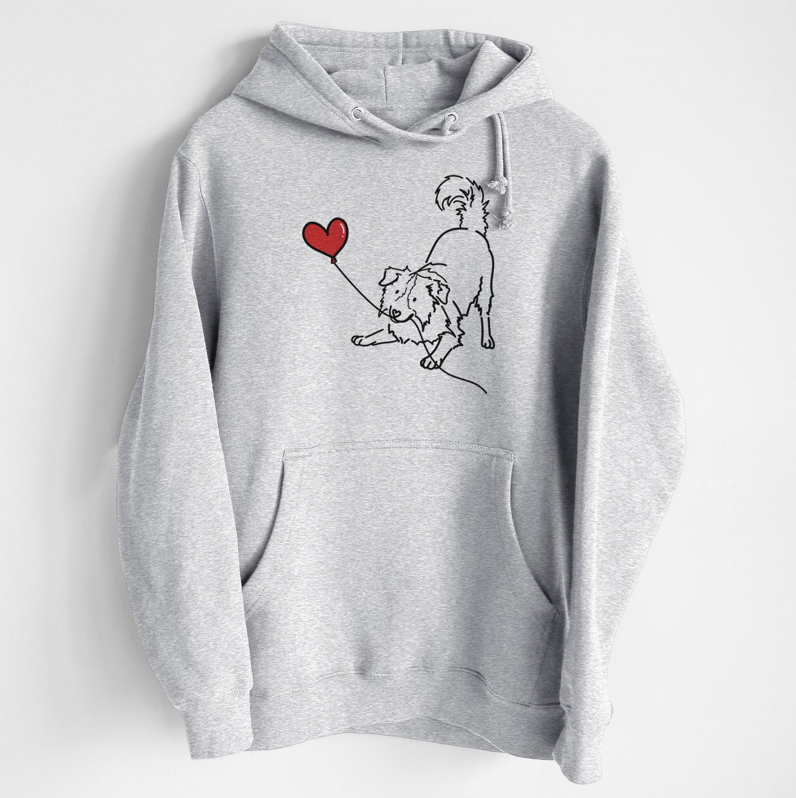Border Collie Heart String - Heavyweight Fleece Hoodie