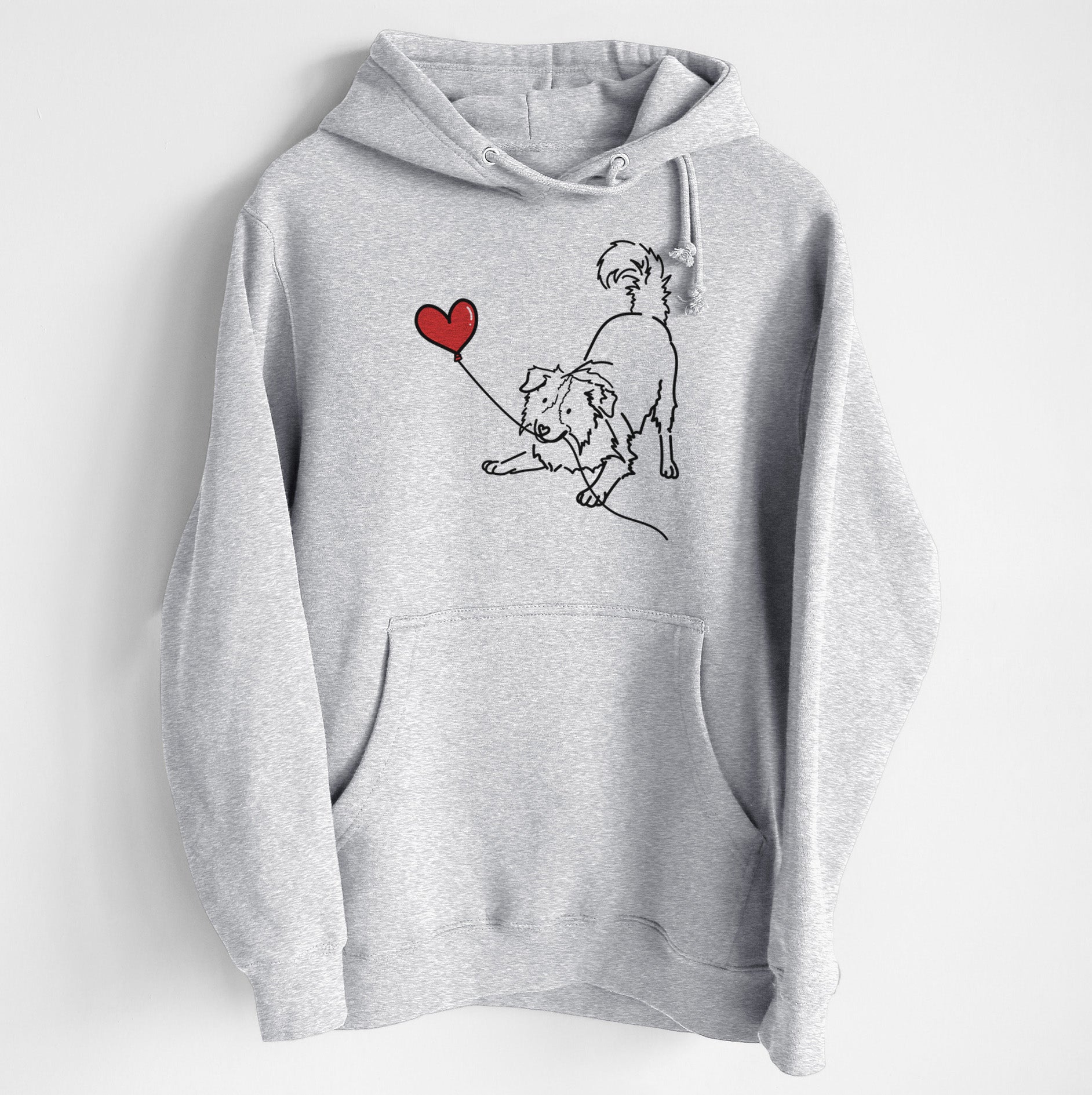 Border Collie Heart String - Heavyweight Fleece Hoodie