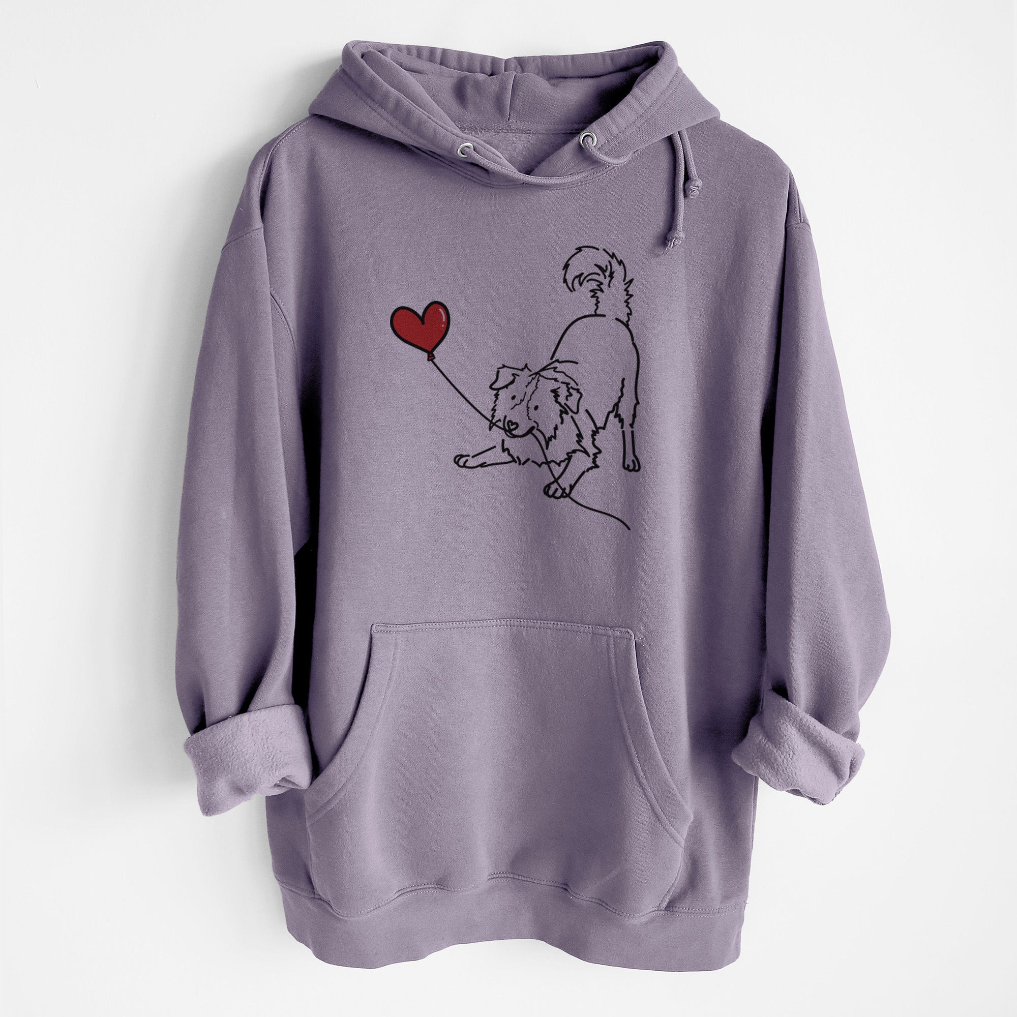 Border Collie Heart String - Heavyweight Fleece Hoodie