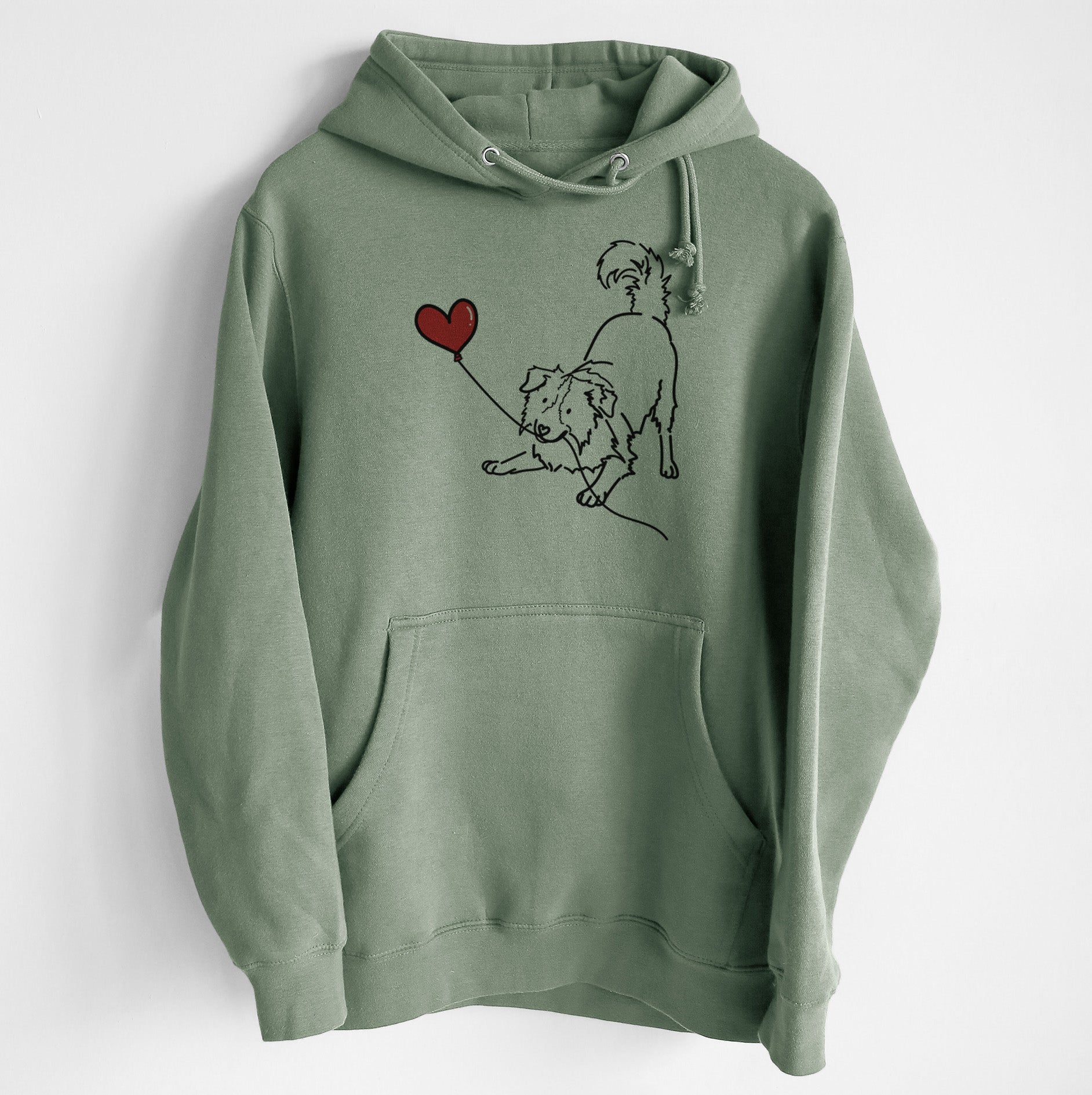 Border Collie Heart String - Heavyweight Fleece Hoodie