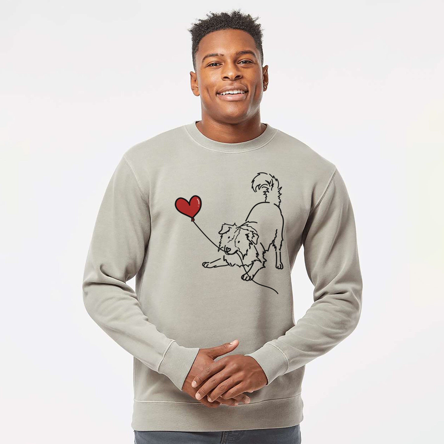 Border Collie Heart String - Unisex Pigment Dyed Crew Sweatshirt