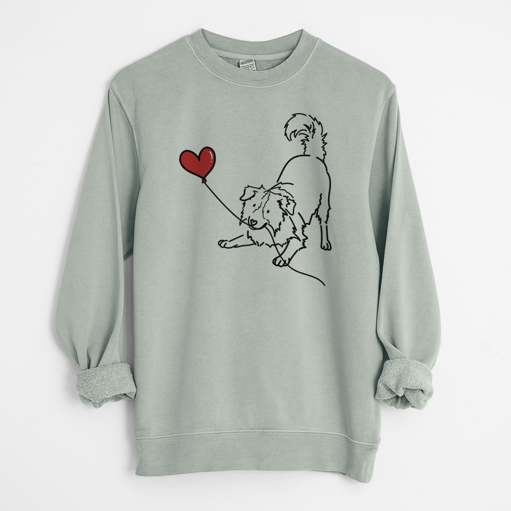 Border Collie Heart String - Unisex Pigment Dyed Crew Sweatshirt