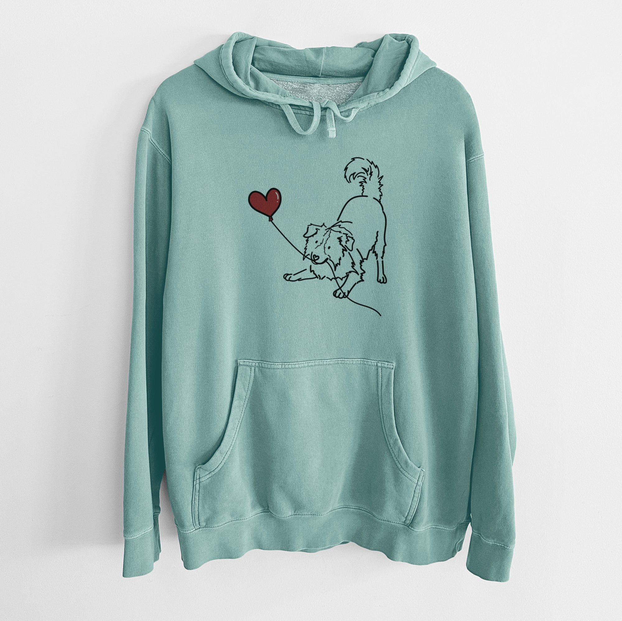 Border Collie Heart String - Unisex Pigment Dyed Hoodie