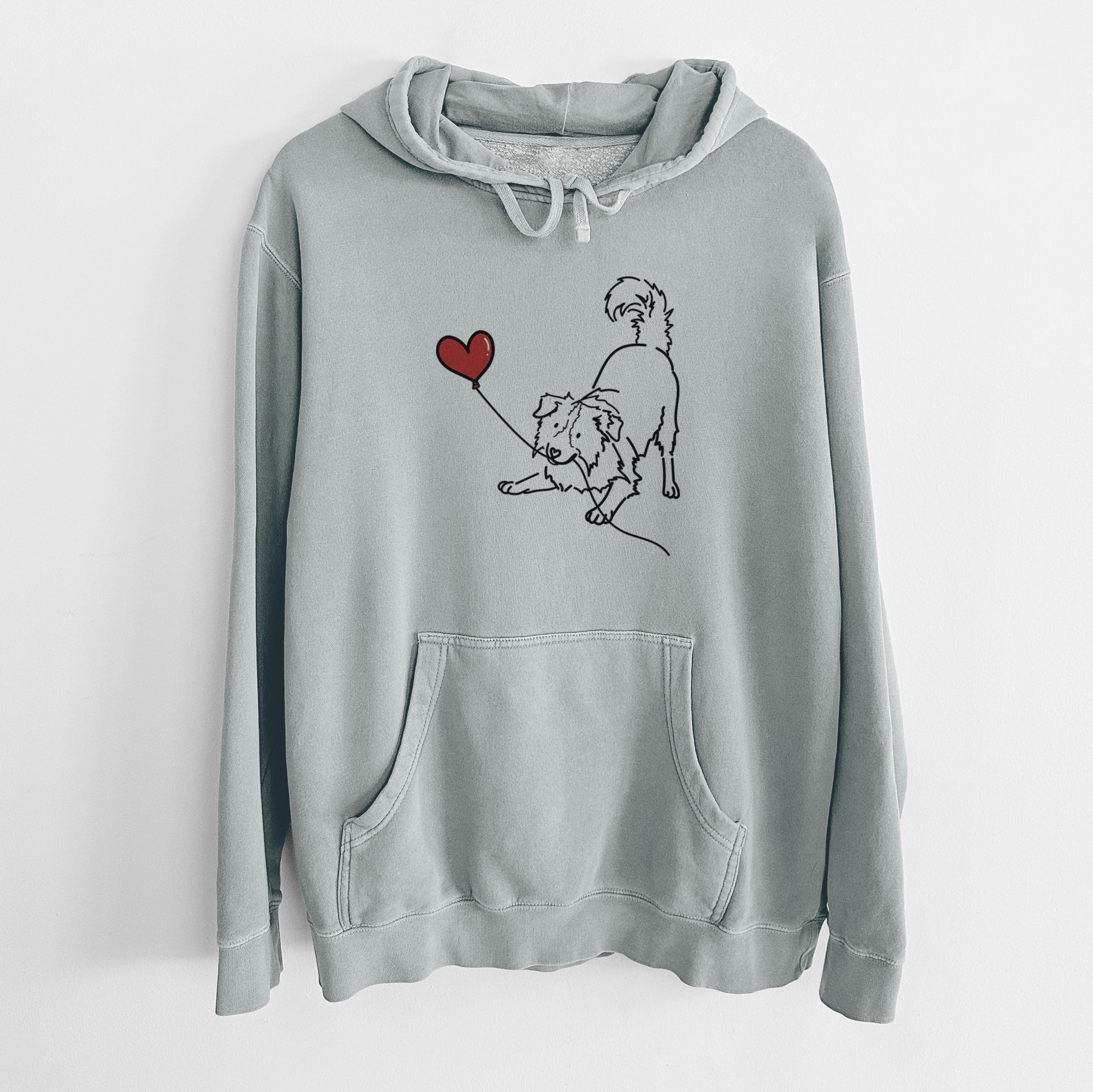 Border Collie Heart String - Unisex Pigment Dyed Hoodie