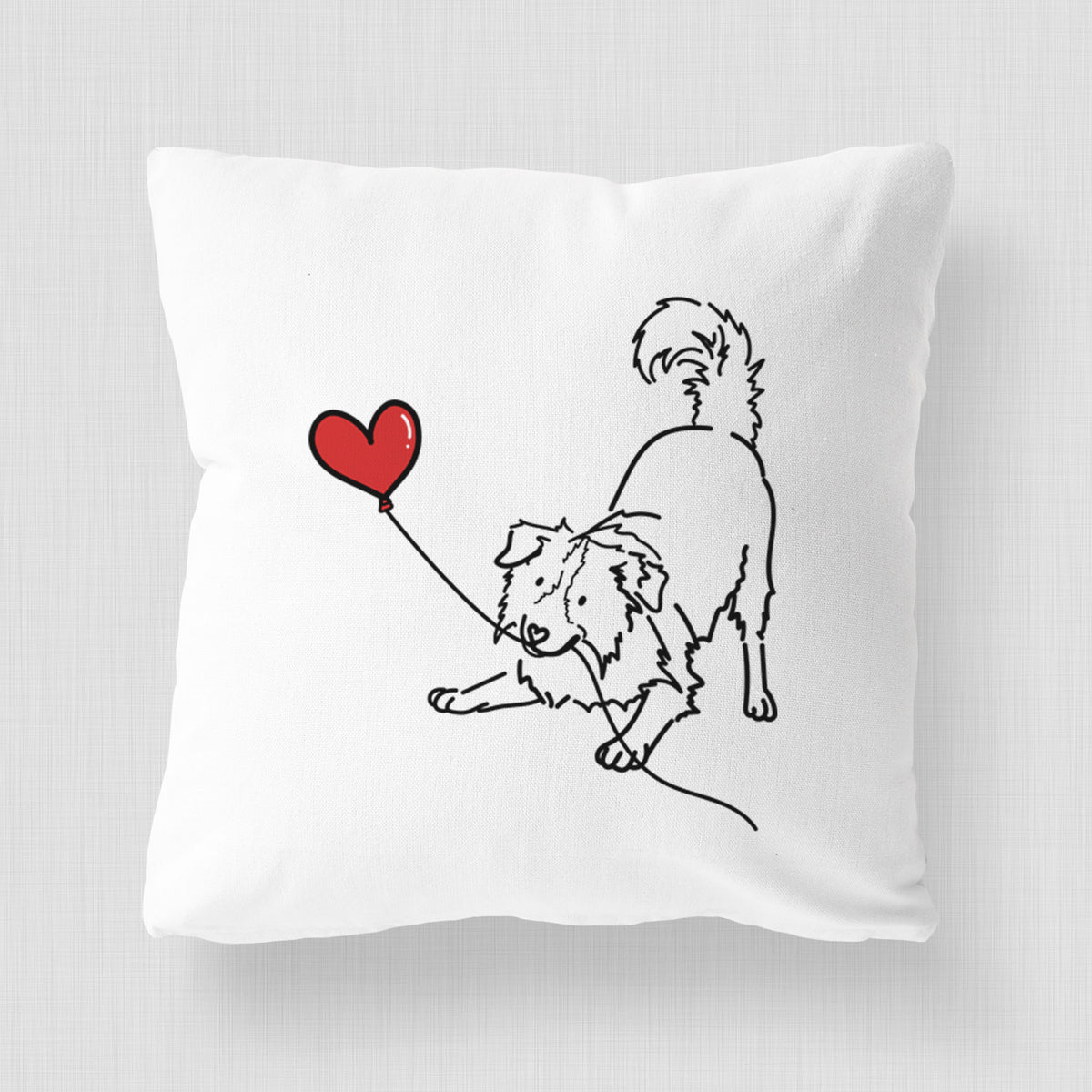 Border Collie Heart String - Throw Pillow Cover