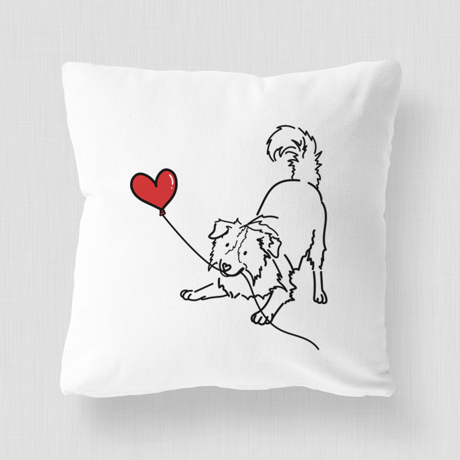 Border Collie Heart String - Throw Pillow Cover