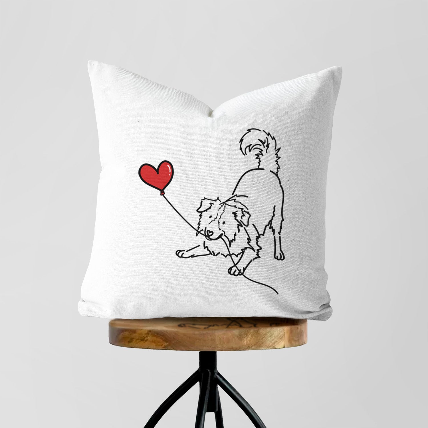 Border Collie Heart String - Throw Pillow Cover