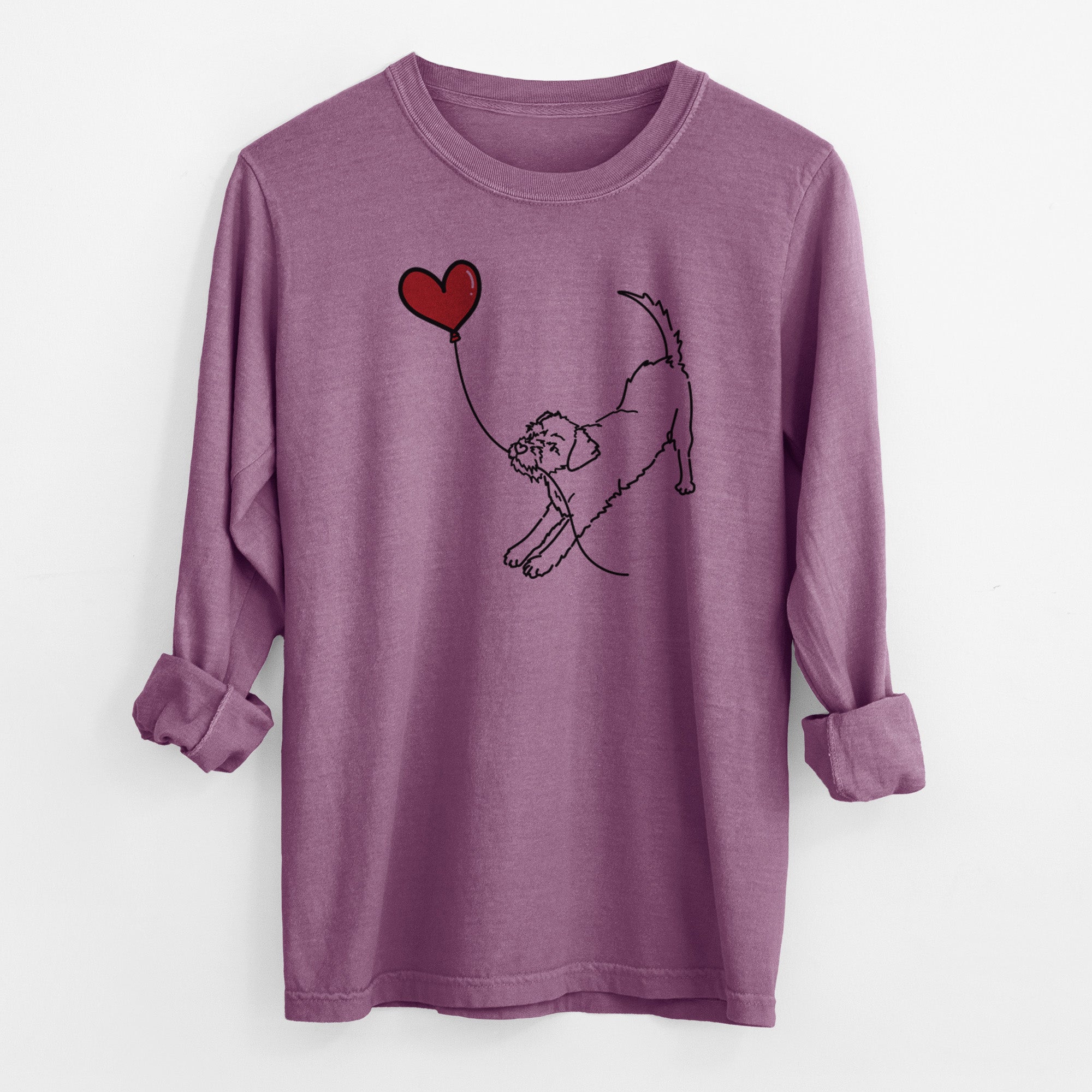 Border Terrier Heart String - Men's Heavyweight 100% Cotton Long Sleeve