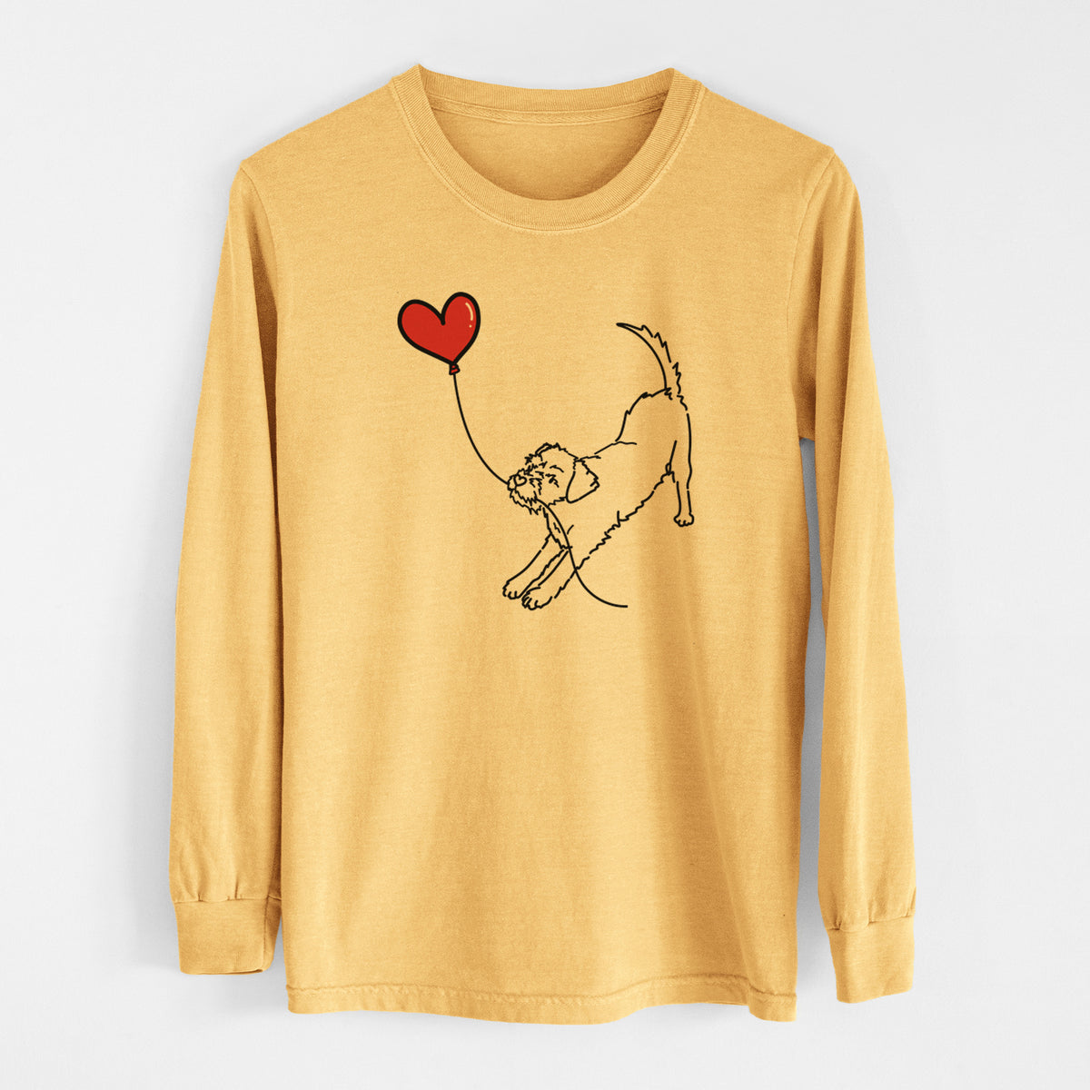 Border Terrier Heart String - Men&#39;s Heavyweight 100% Cotton Long Sleeve