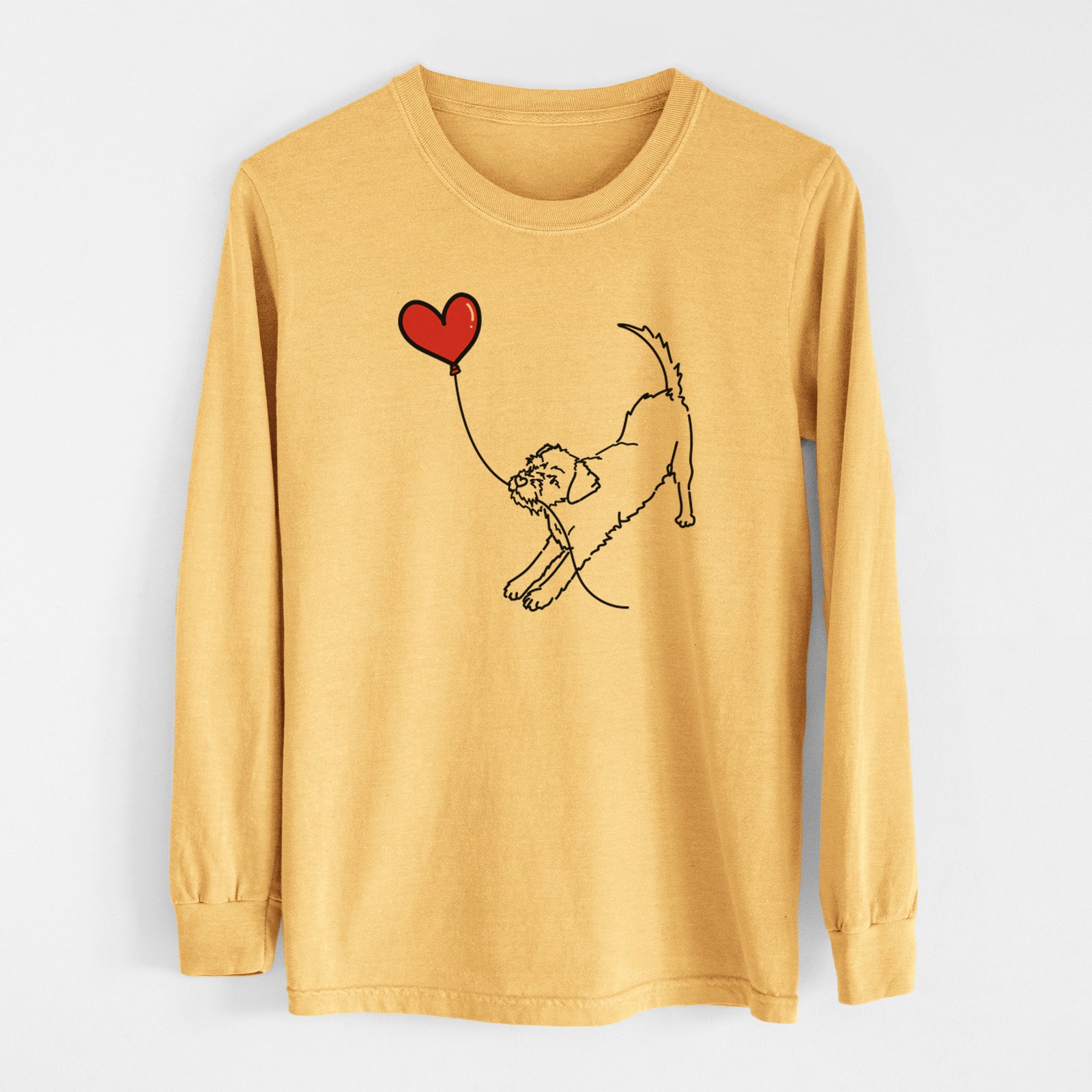 Border Terrier Heart String - Men's Heavyweight 100% Cotton Long Sleeve