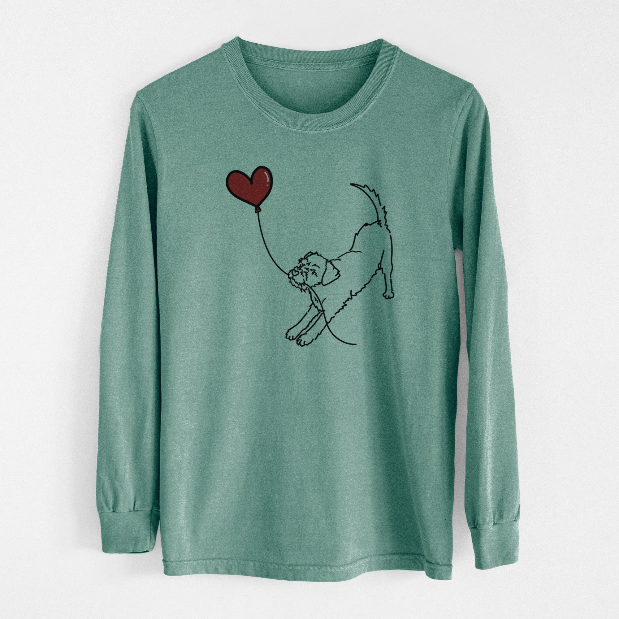 Border Terrier Heart String - Men's Heavyweight 100% Cotton Long Sleeve