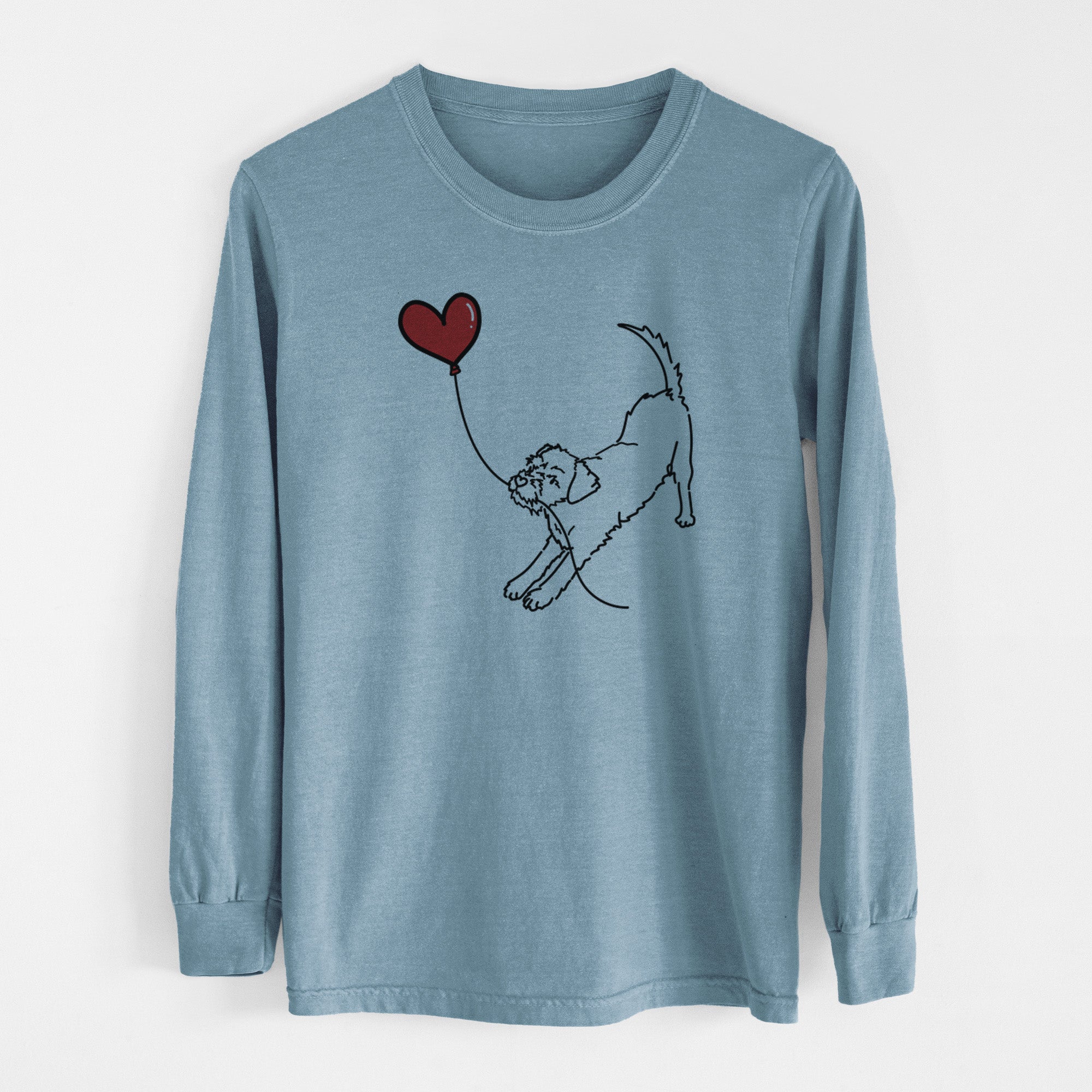 Border Terrier Heart String - Men's Heavyweight 100% Cotton Long Sleeve