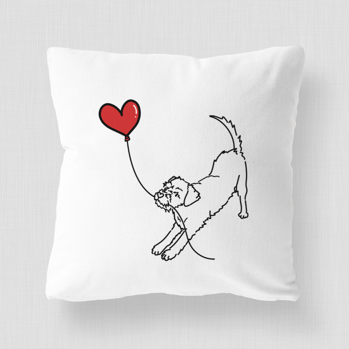 Border Terrier Heart String - Throw Pillow Cover