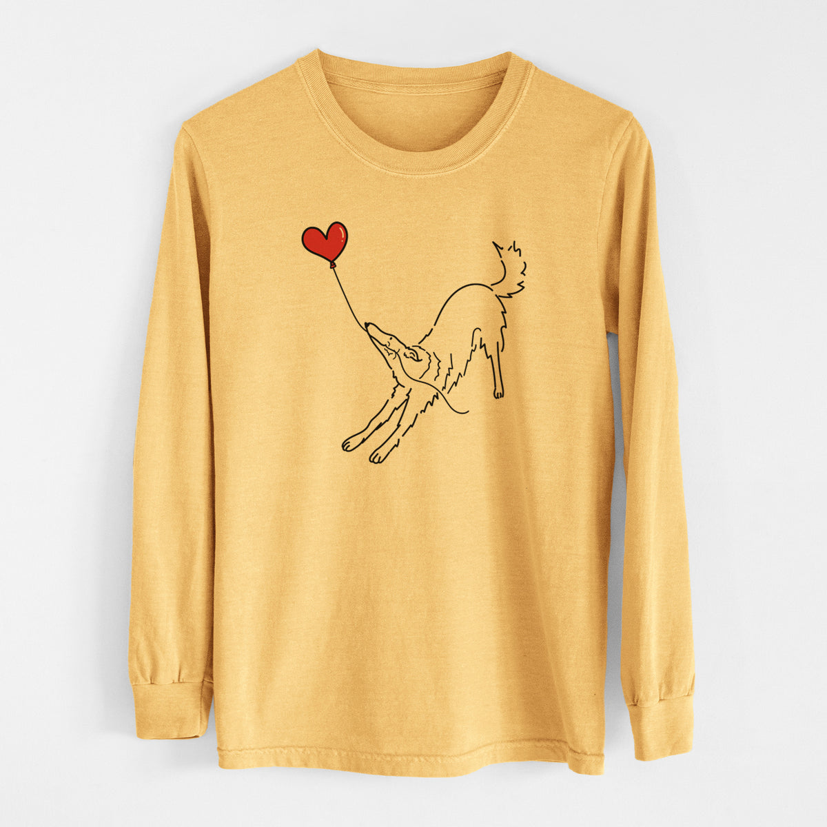 Borzoi Heart String - Men&#39;s Heavyweight 100% Cotton Long Sleeve