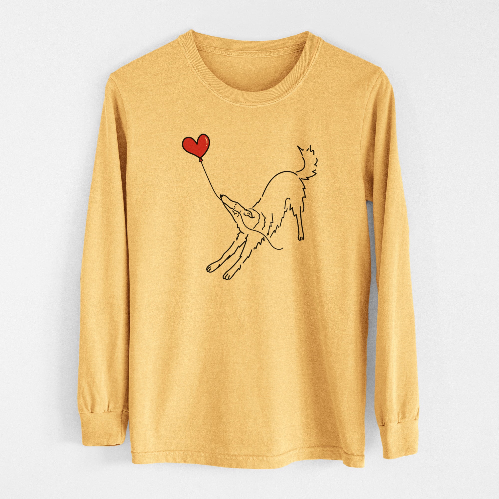 Borzoi Heart String - Men's Heavyweight 100% Cotton Long Sleeve