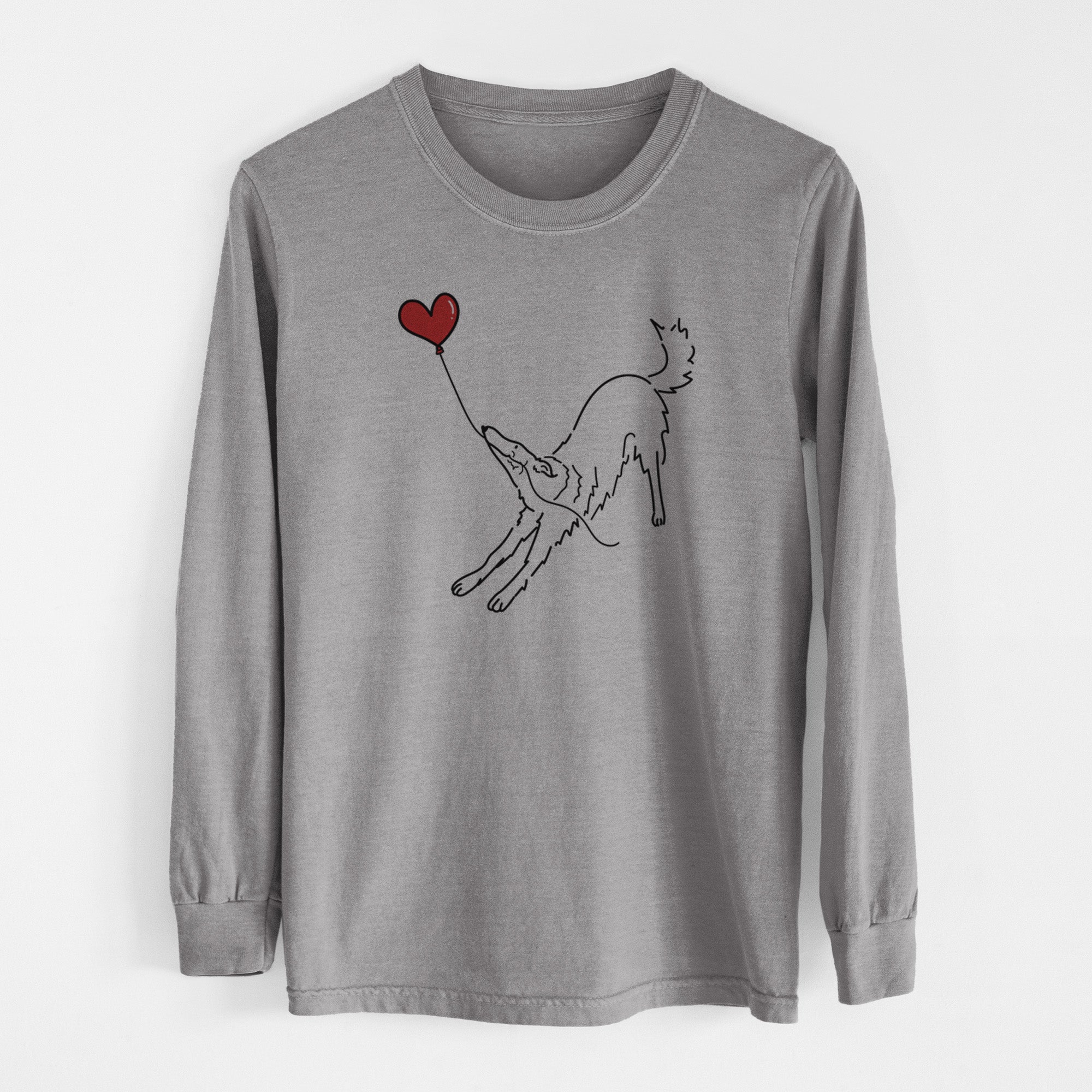 Borzoi Heart String - Men's Heavyweight 100% Cotton Long Sleeve