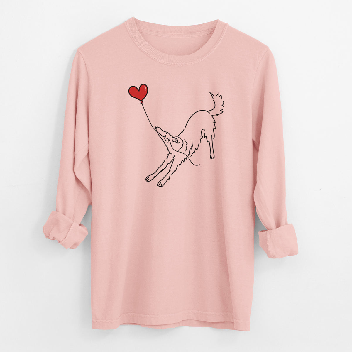 Borzoi Heart String - Men's Heavyweight 100% Cotton Long Sleeve