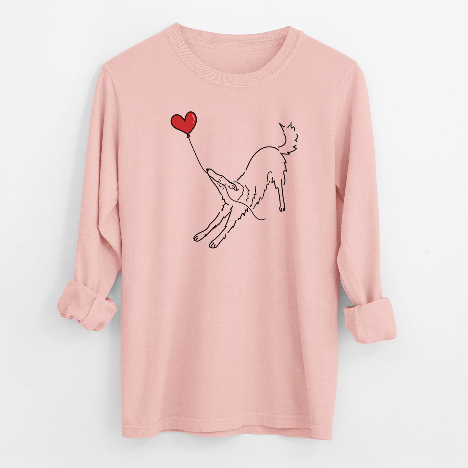 Borzoi Heart String - Men's Heavyweight 100% Cotton Long Sleeve
