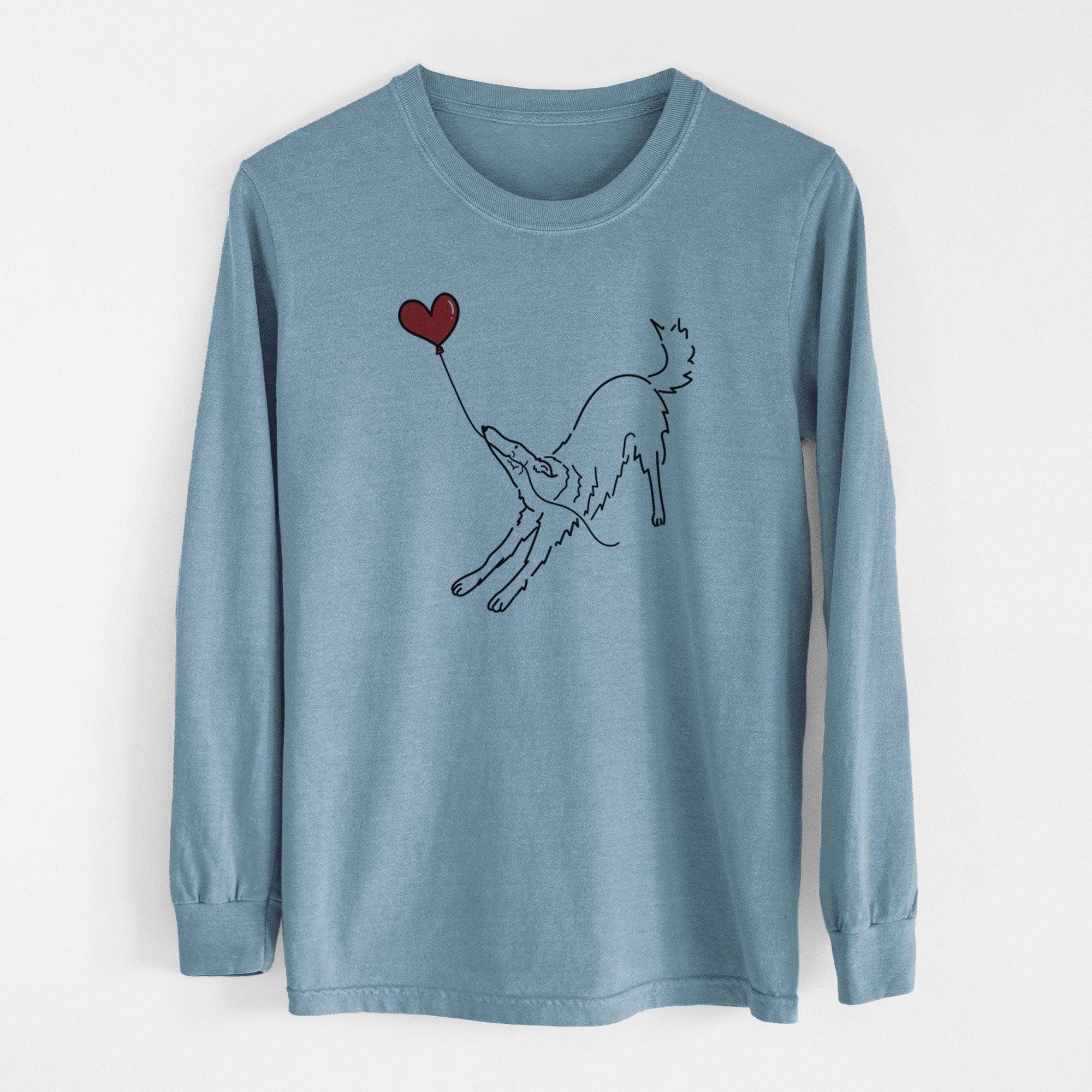 Borzoi Heart String - Men's Heavyweight 100% Cotton Long Sleeve