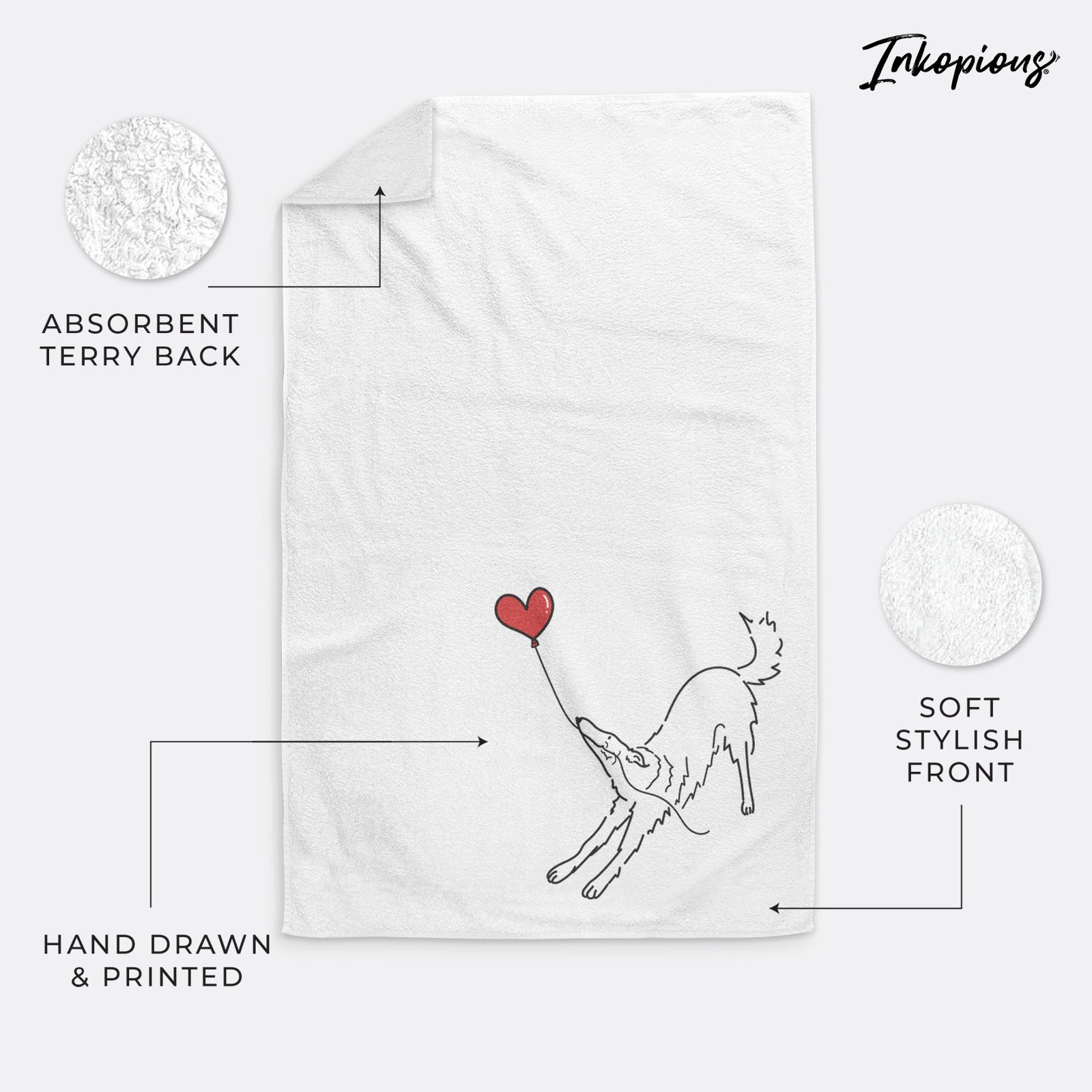 Borzoi Heart String -  Decorative Hand Towel