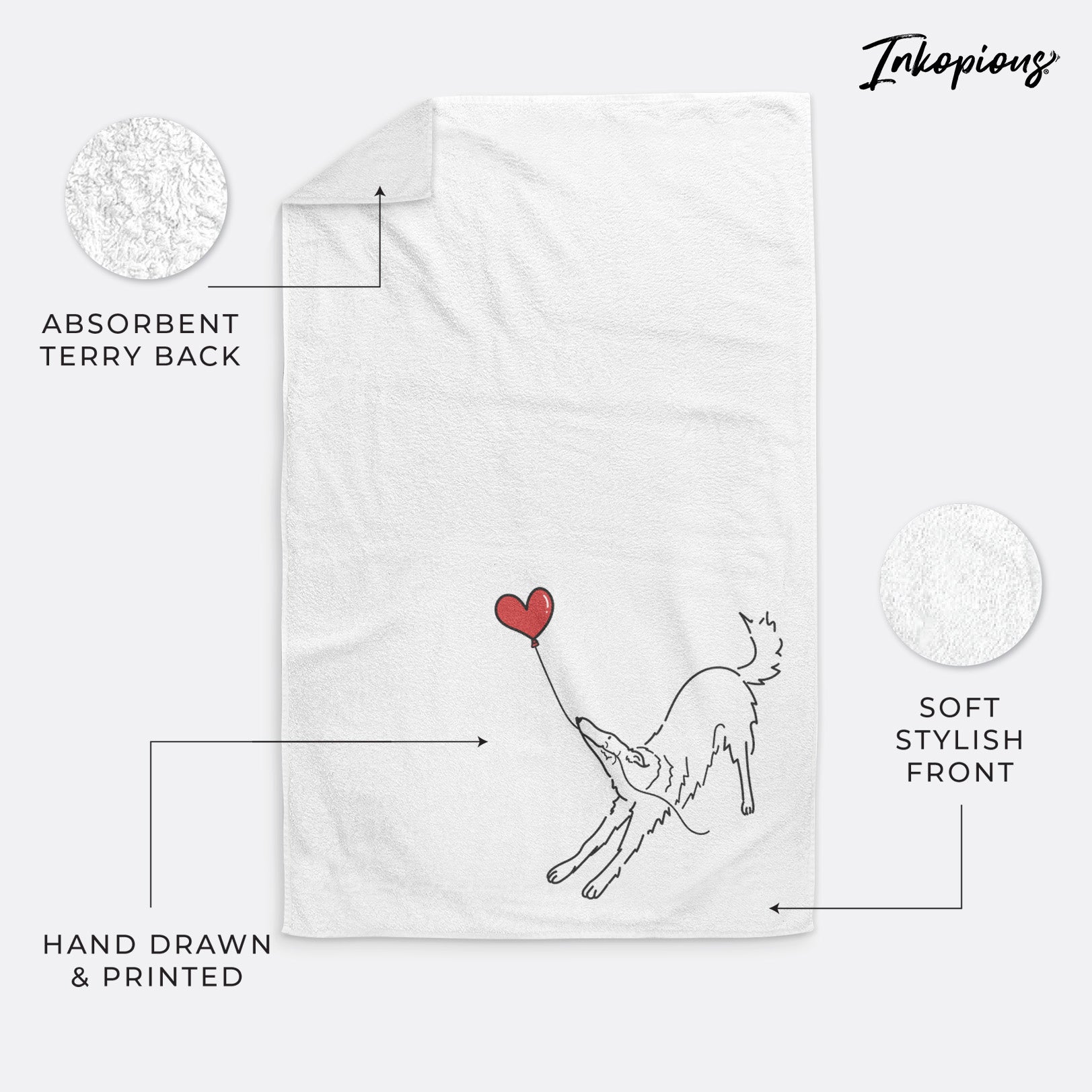 Borzoi Heart String -  Decorative Hand Towel