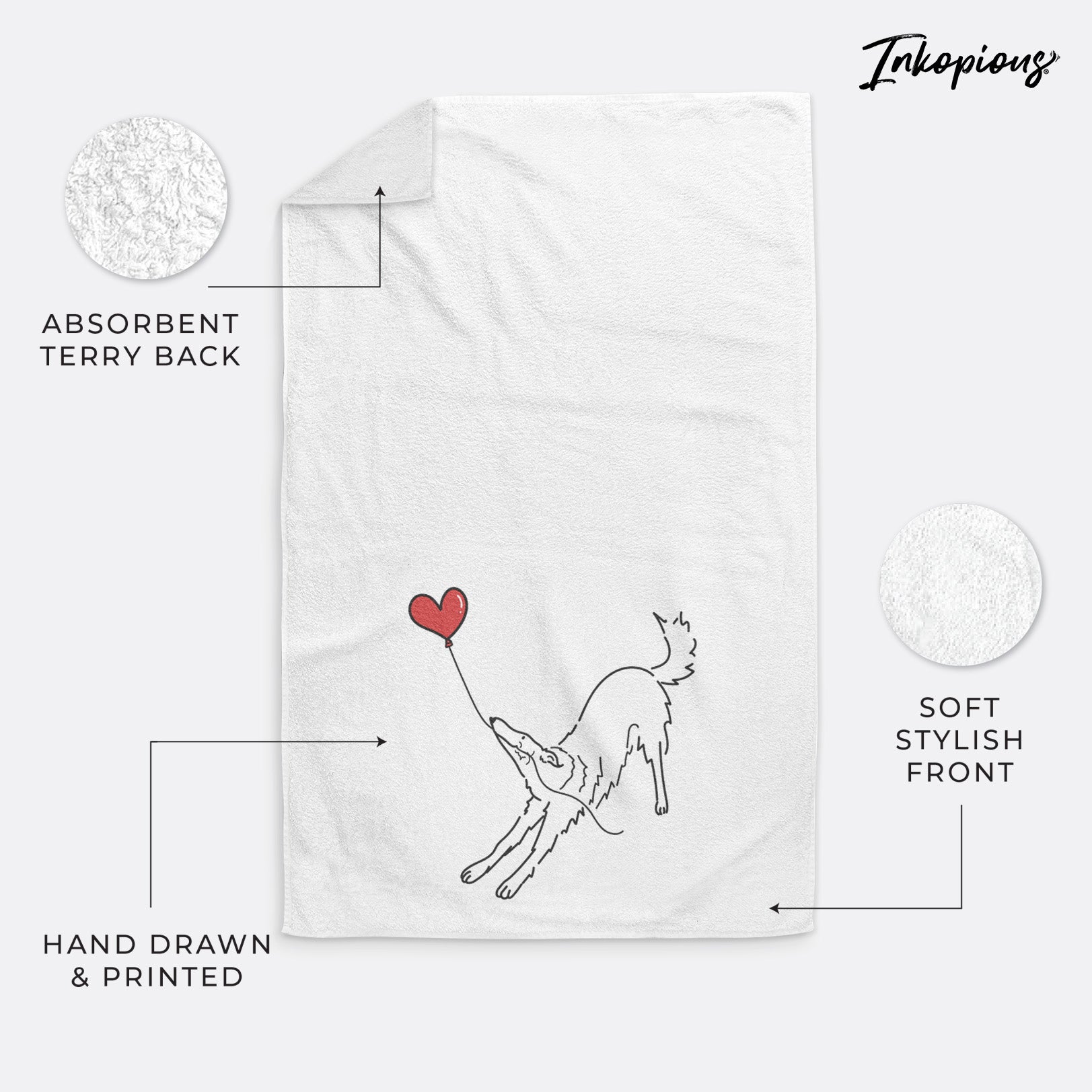 Borzoi Heart String -  Decorative Hand Towel