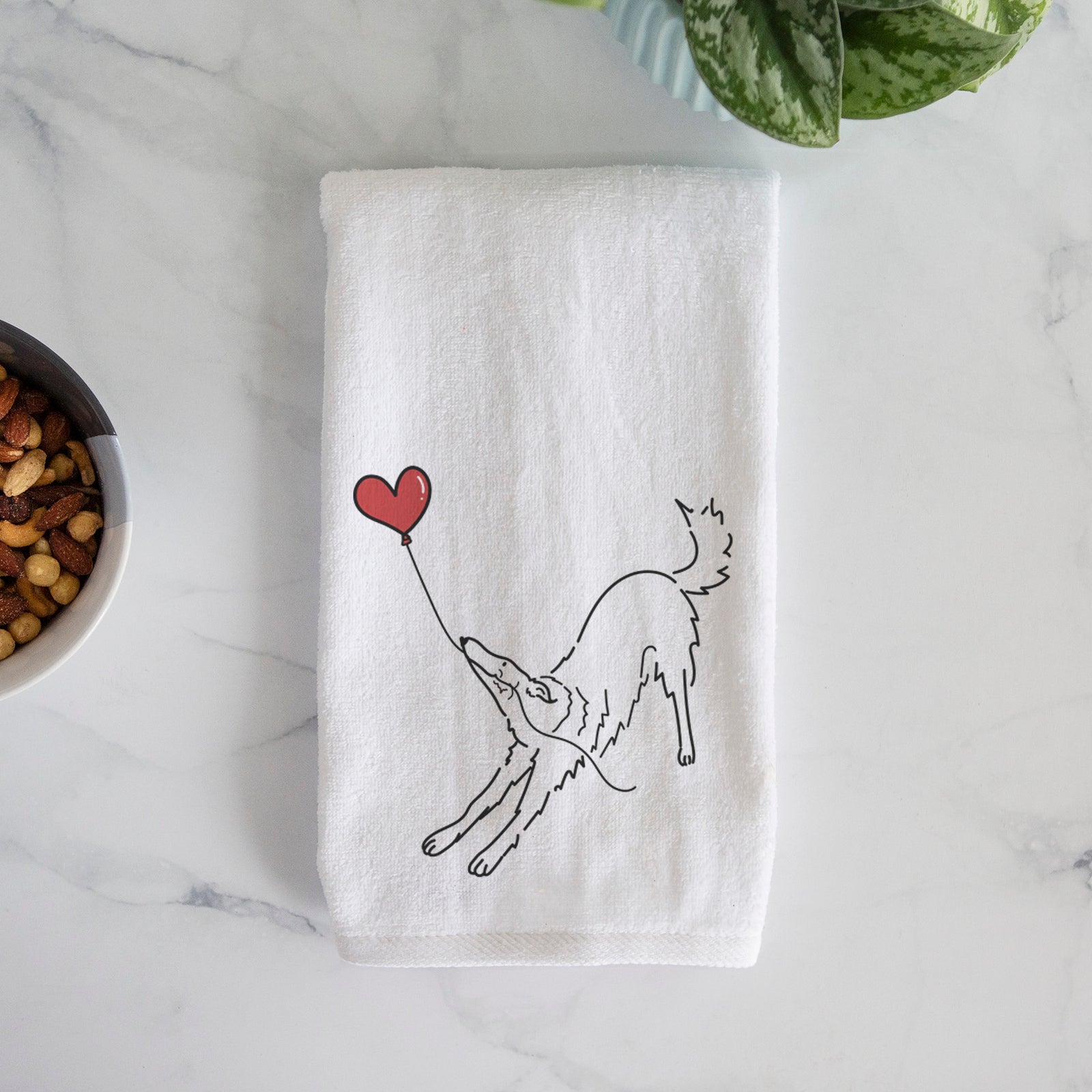 Borzoi Heart String -  Decorative Hand Towel