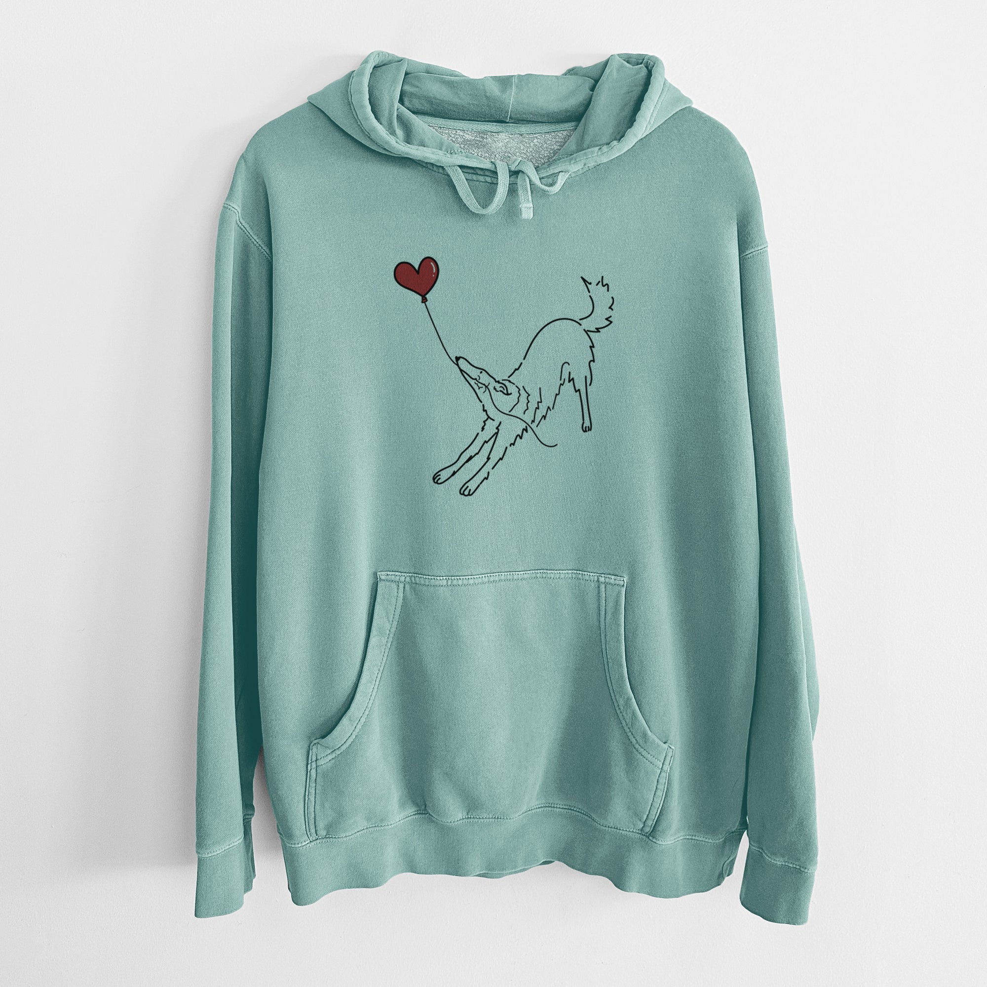 Borzoi Heart String - Unisex Pigment Dyed Hoodie