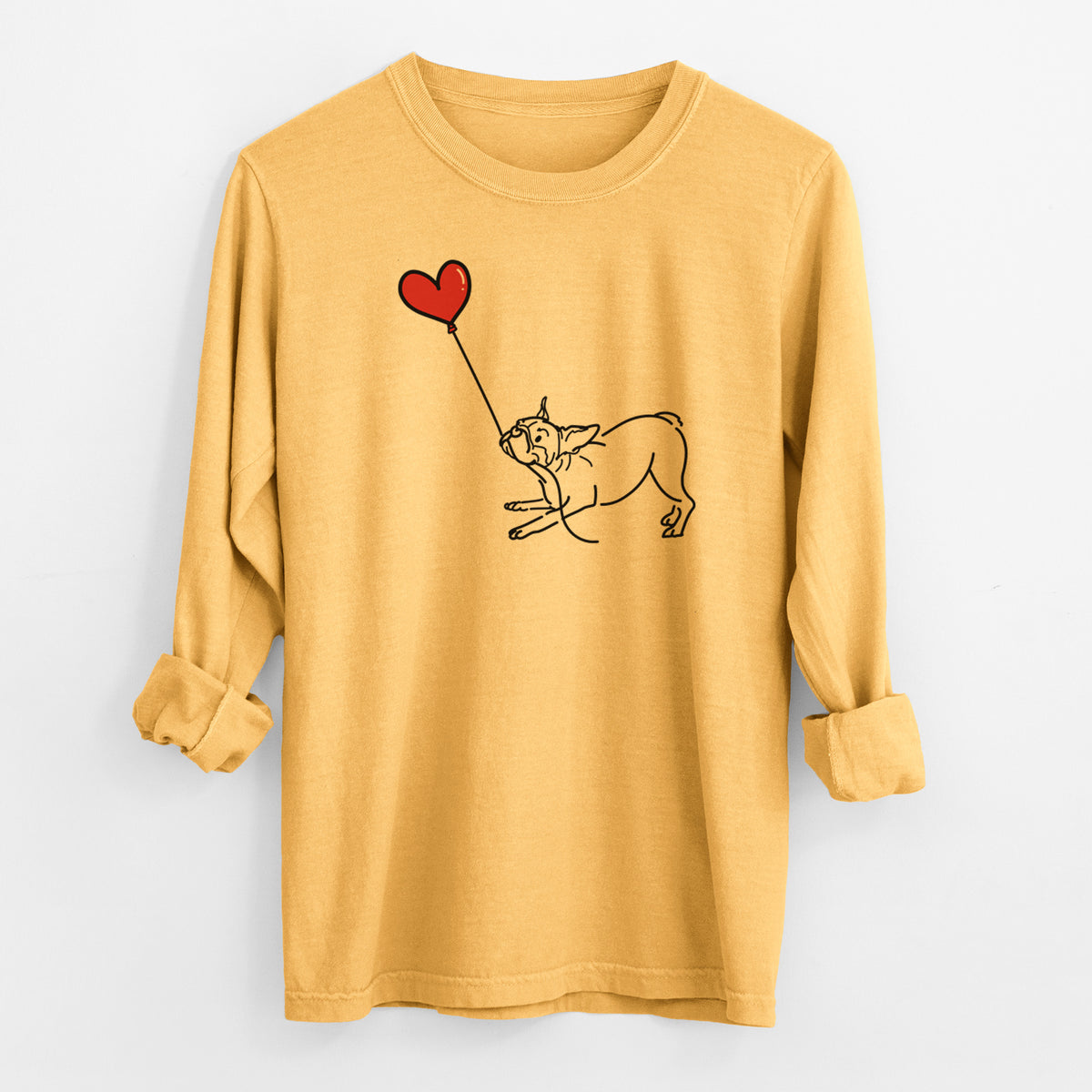 Boston Terrier Heart String - Men's Heavyweight 100% Cotton Long Sleeve