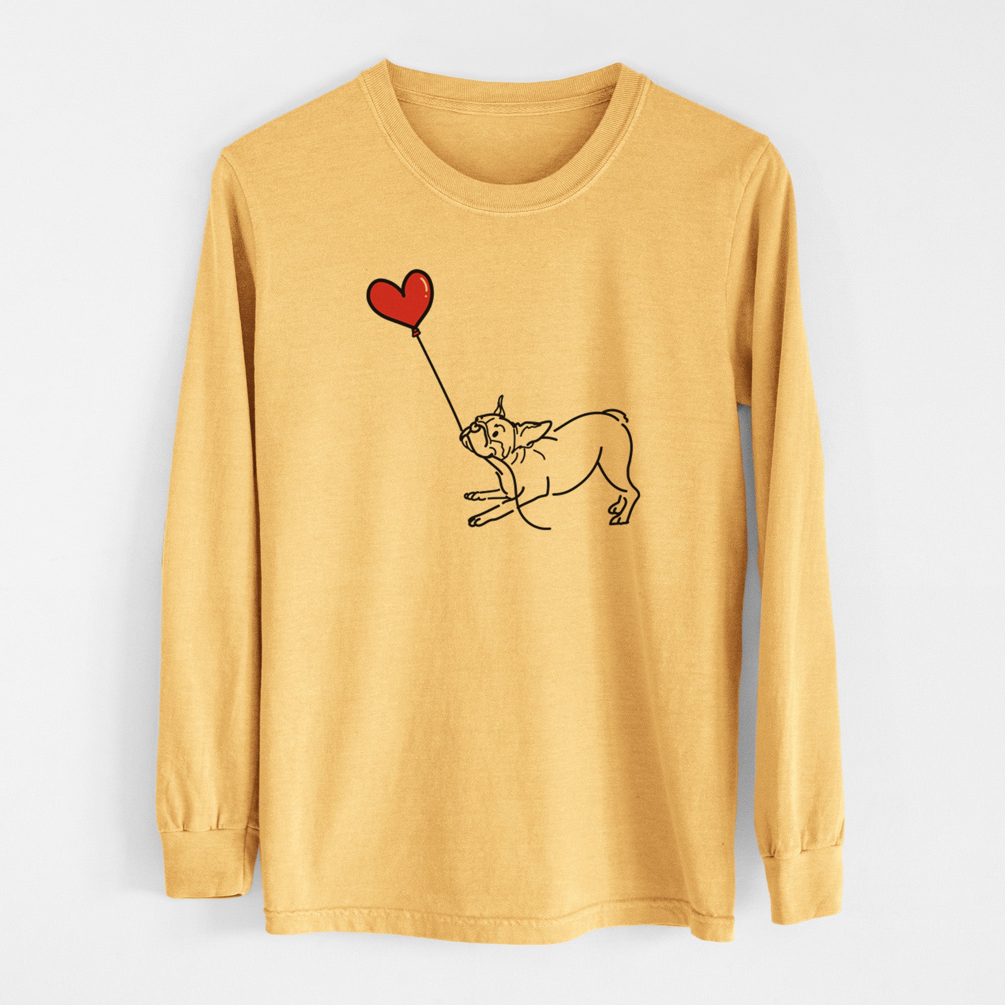 Boston Terrier Heart String - Men's Heavyweight 100% Cotton Long Sleeve