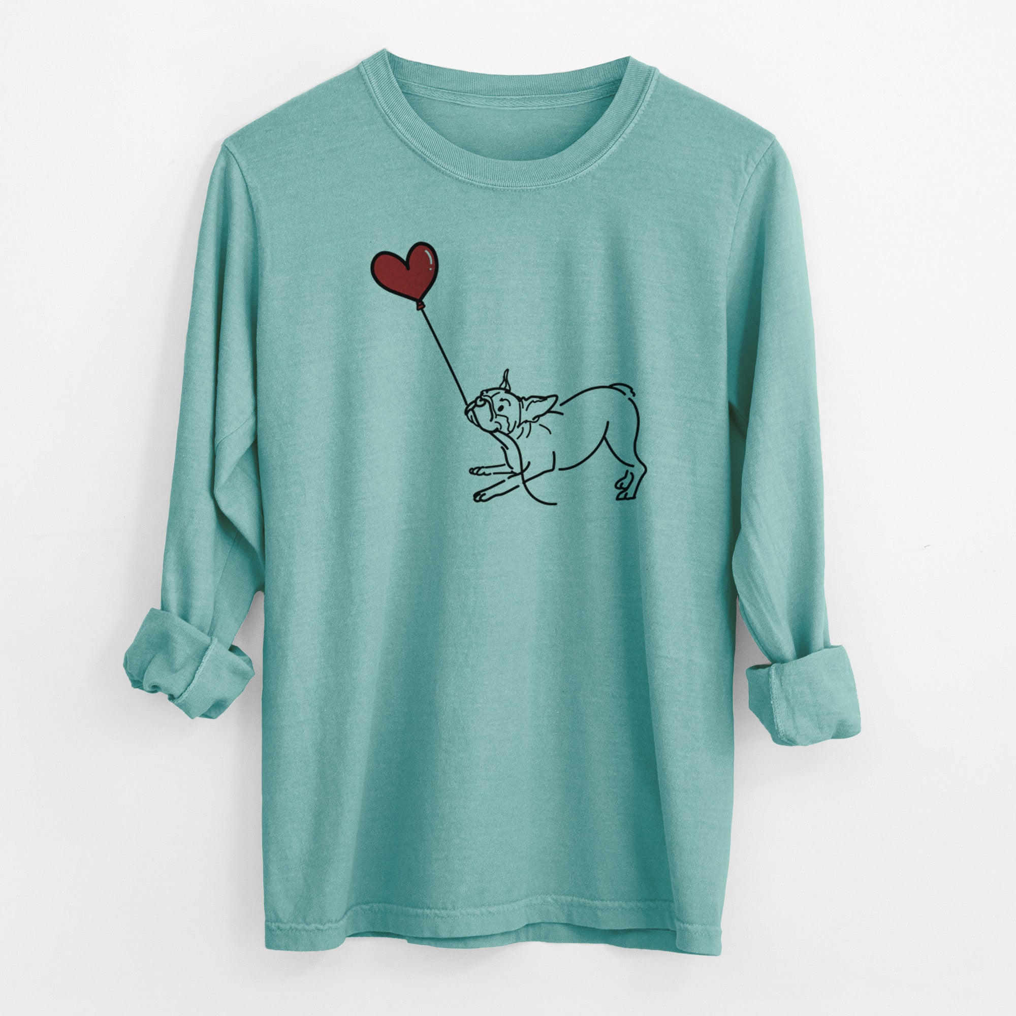 Boston Terrier Heart String - Men's Heavyweight 100% Cotton Long Sleeve