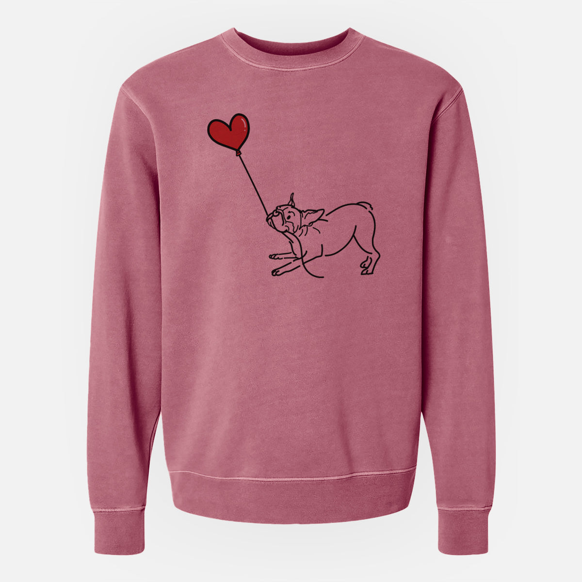 Boston Terrier Heart String - Unisex Pigment Dyed Crew Sweatshirt